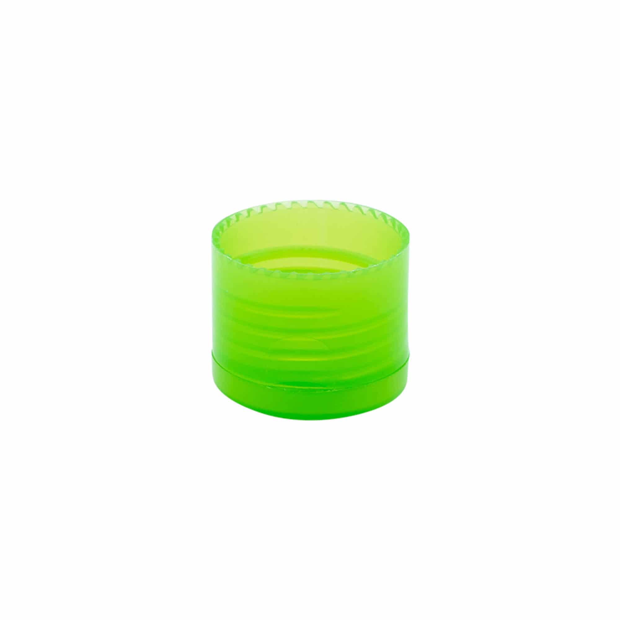 Tappo a vite con cerniera a ribalta, plastica PP, verde, per bocca: 24/410 Tappo a vite con cerniera a ribalta, plastica PP, verde, per bocca: 24/410