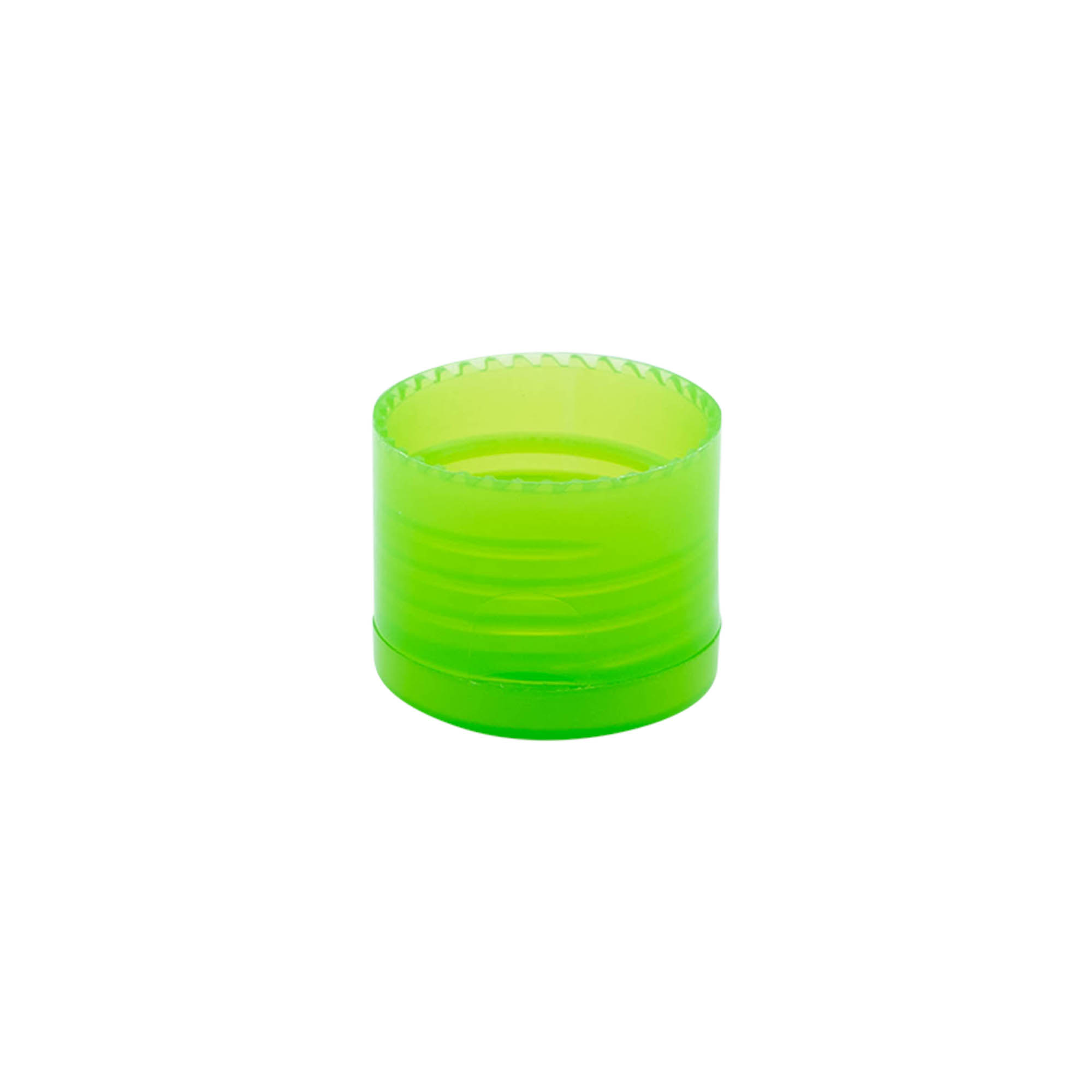 Tappo a vite con cerniera a ribalta, plastica PP, verde, per bocca: 24/410 Tappo a vite con cerniera a ribalta, plastica PP, verde, per bocca: 24/410