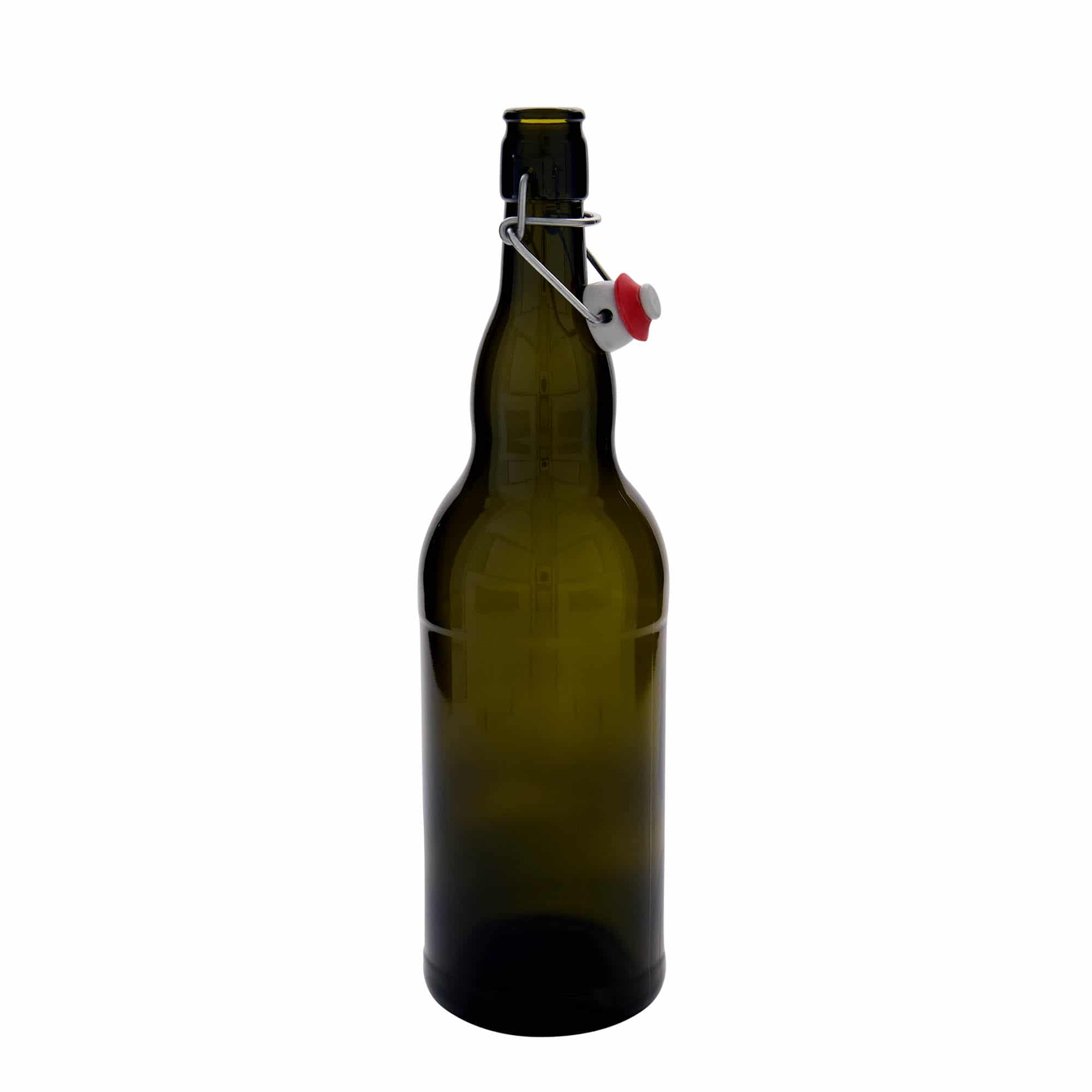 1.000 ml Bottiglia da birra Belga, vetro, verde antico, imboccatura: tappo meccanico