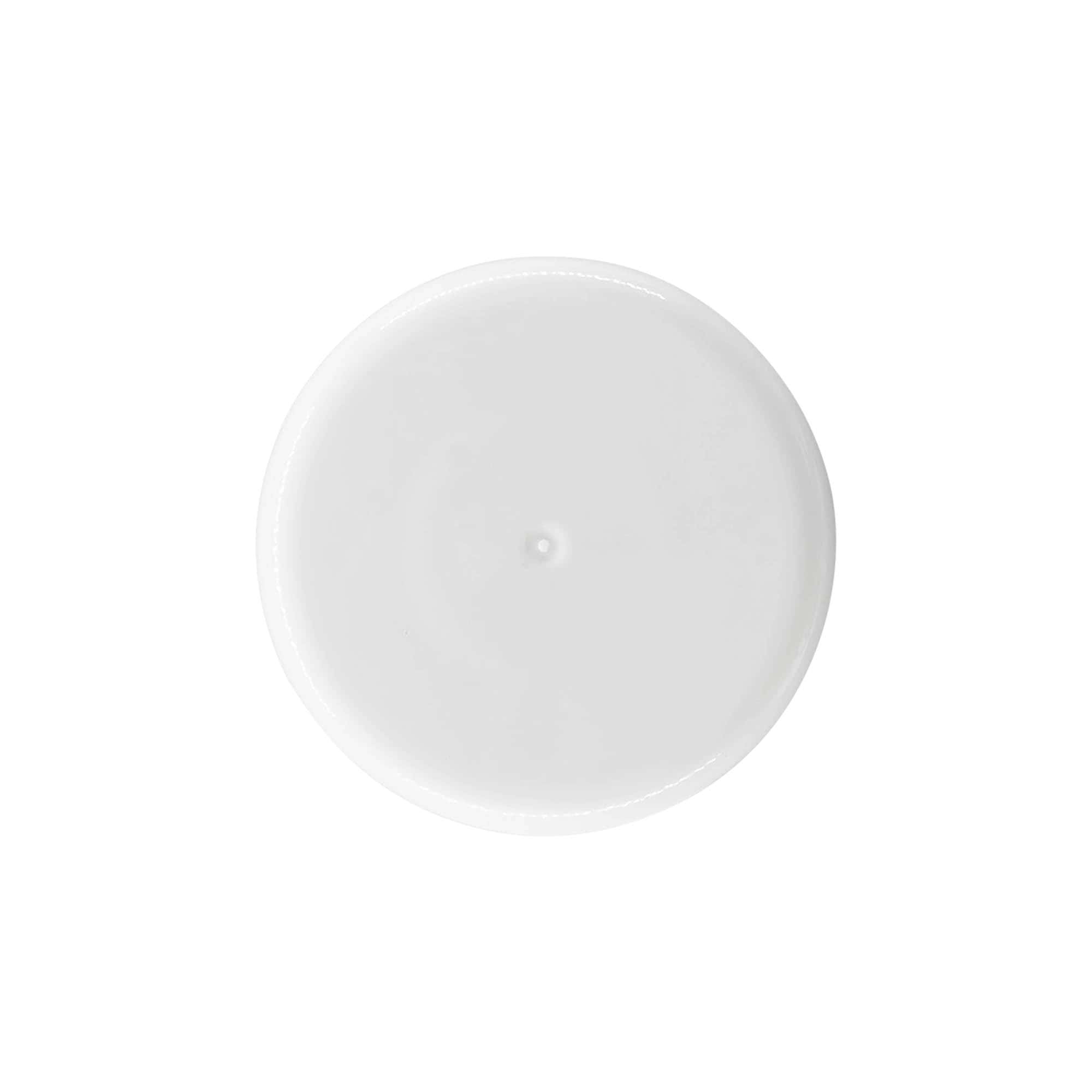 Tappo a vite per bottiglia rotonda con inserto a siringa, plastica PE, bianco, per bocca: GL 22