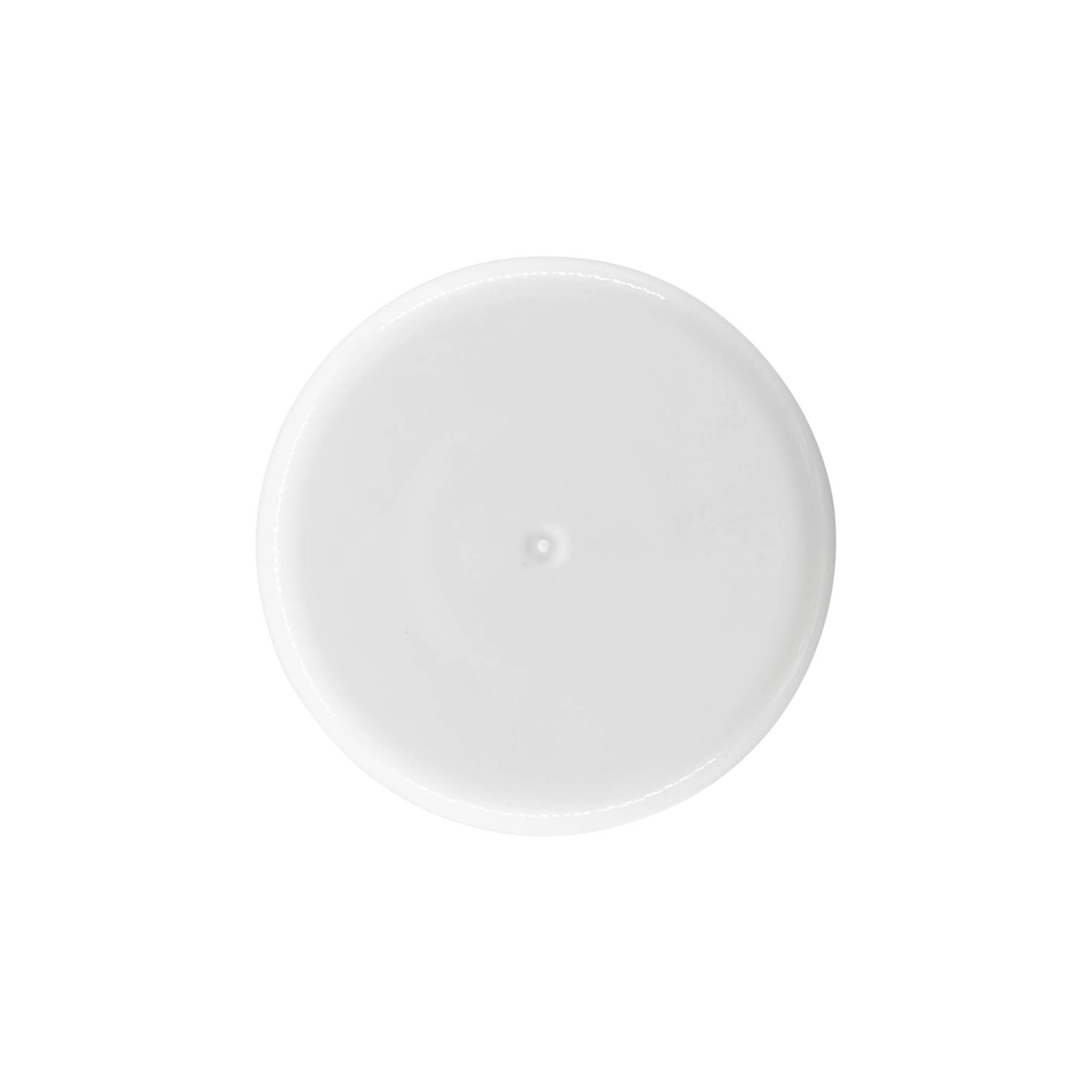 Tappo a vite per bottiglia rotonda con inserto a siringa, plastica PE, bianco, per bocca: GL 22