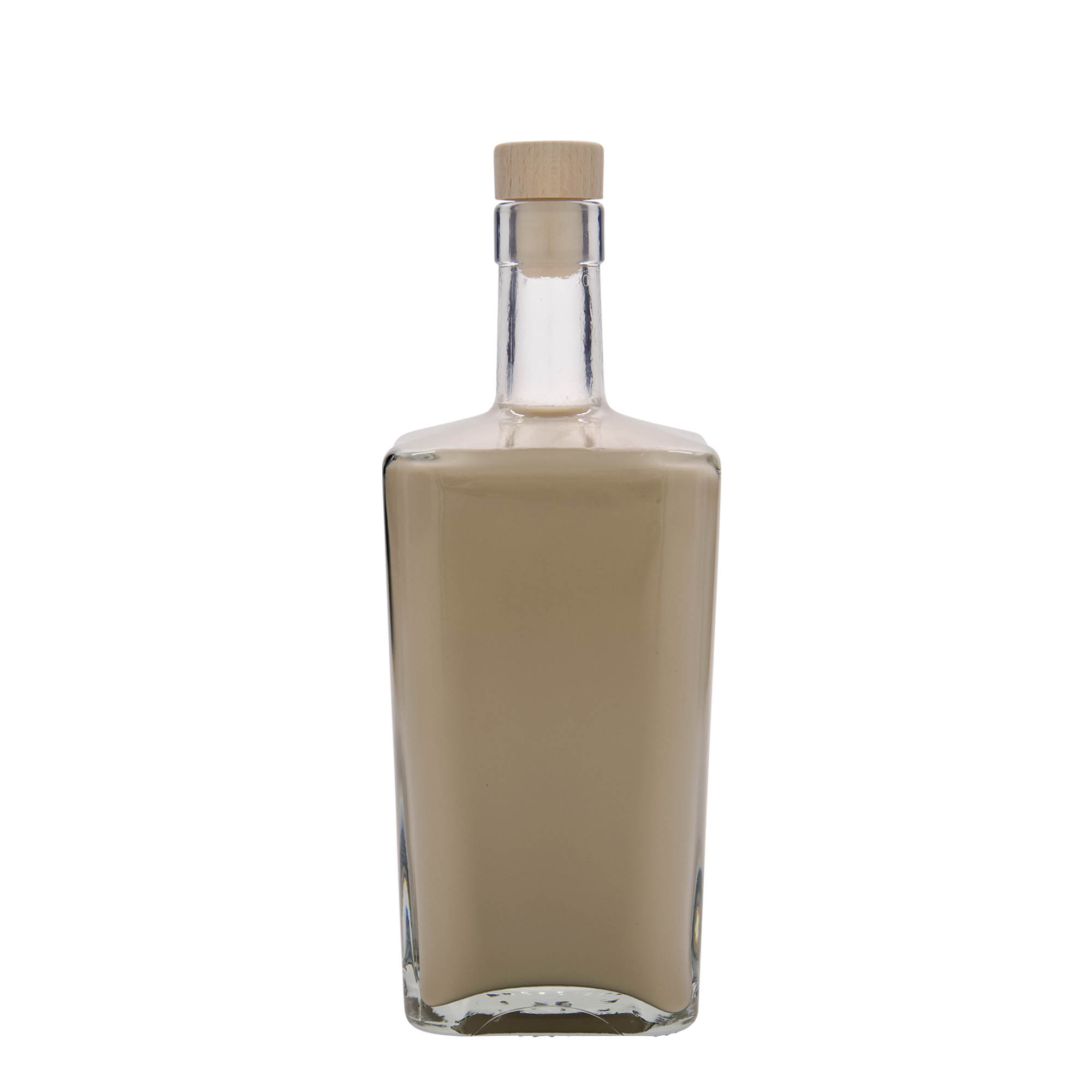 Bottiglia di vetro da 700 ml 'Noel', quadrata, bocca: sughero Bottiglia di vetro da 700 ml 'Noel', quadrata, bocca: sughero