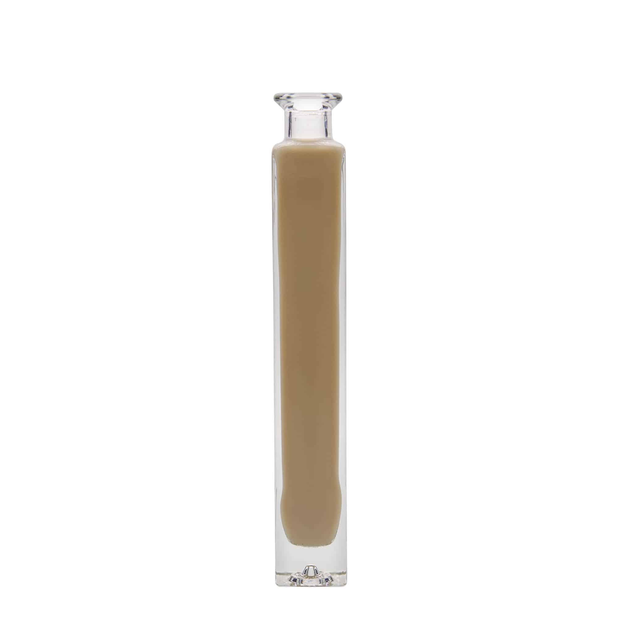 200 ml Bottiglia di vetro 'Tommy', quadrata, imboccatura: fascetta