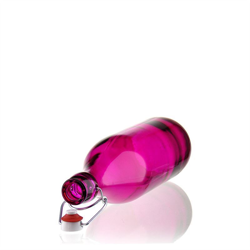 1.000 ml Bottiglia di vetro 'Giara', rosa, imboccatura: tappo meccanico