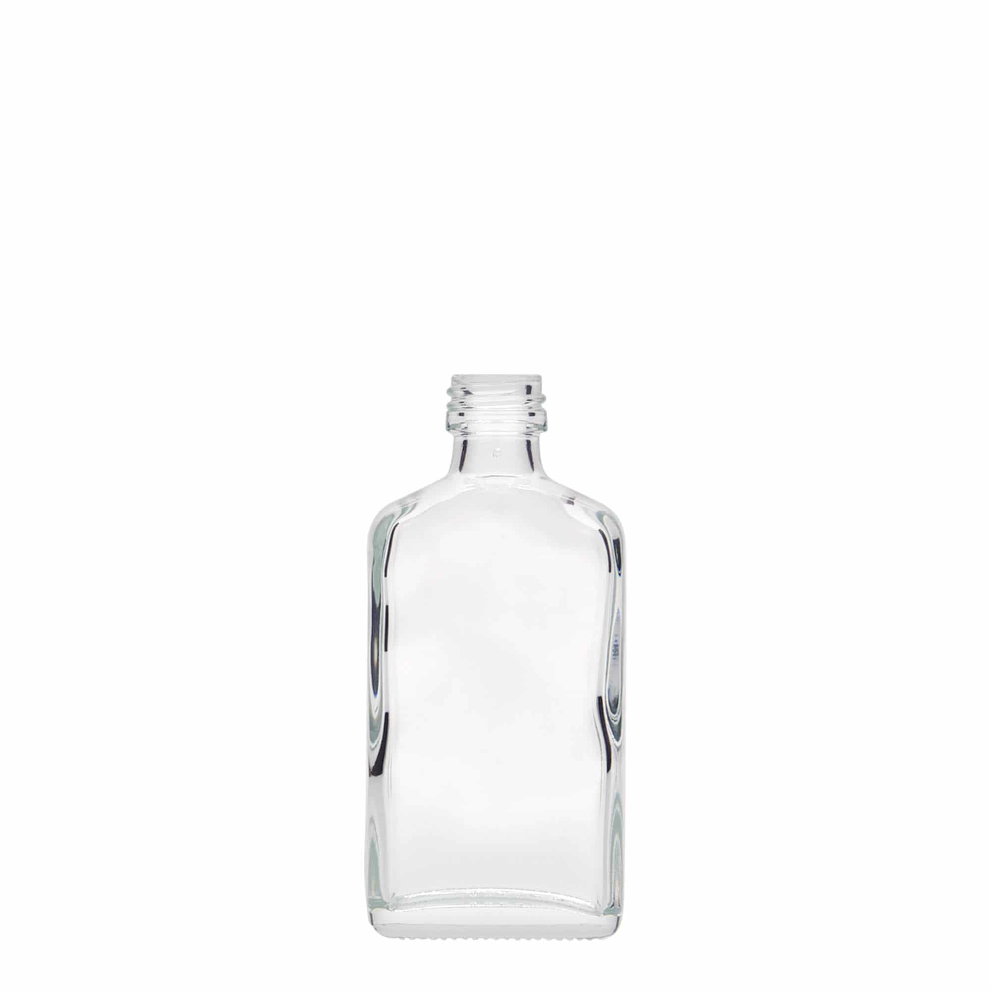 50 ml Fiaschetta tascabile, rettangolare, vetro, imboccatura: PP 18 50 ml Fiaschetta tascabile, rettangolare, vetro, imboccatura: PP 18