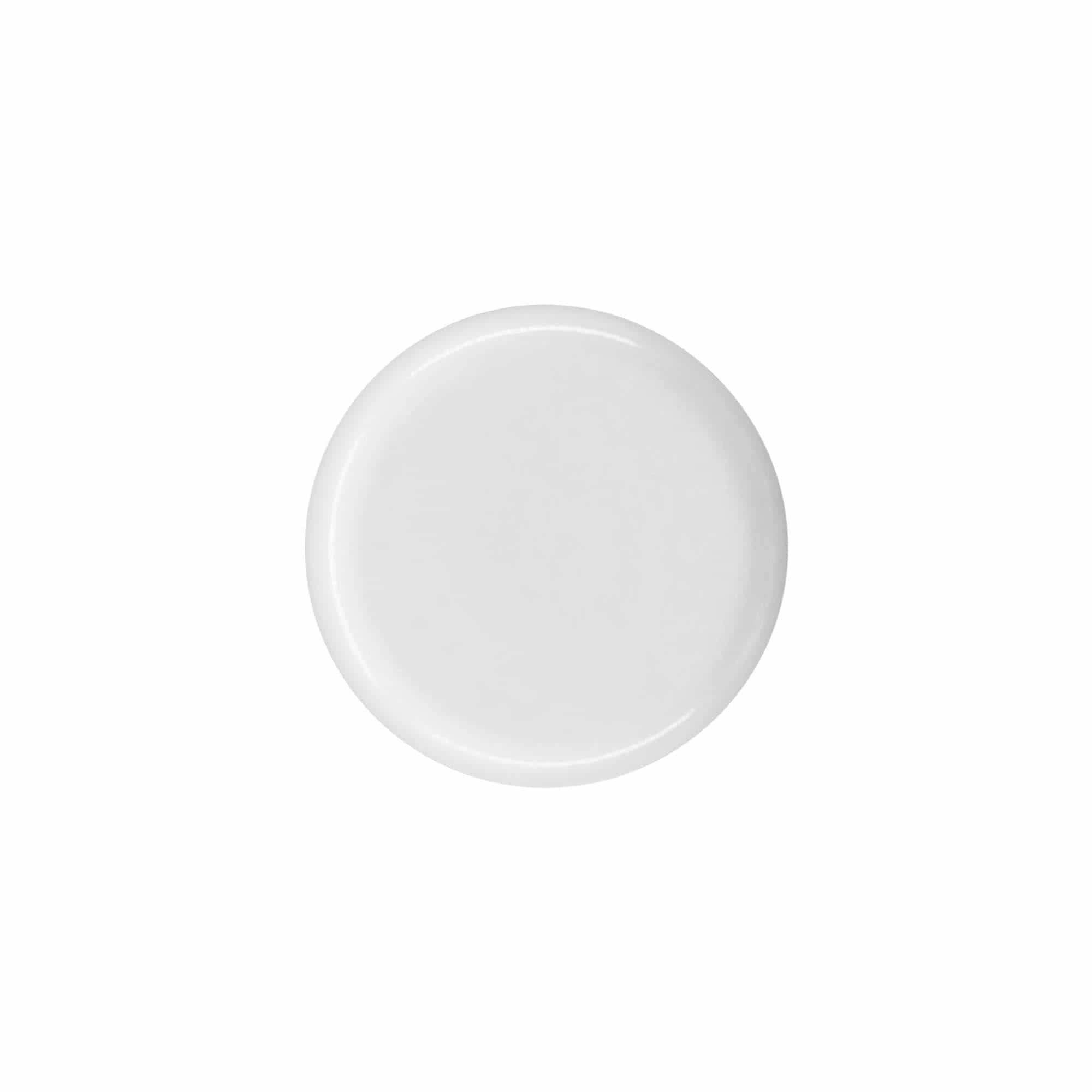 Tappo a vite per bottiglia rotonda con inserto a siringa, plastica PE, bianco, per bocca: DIN 18