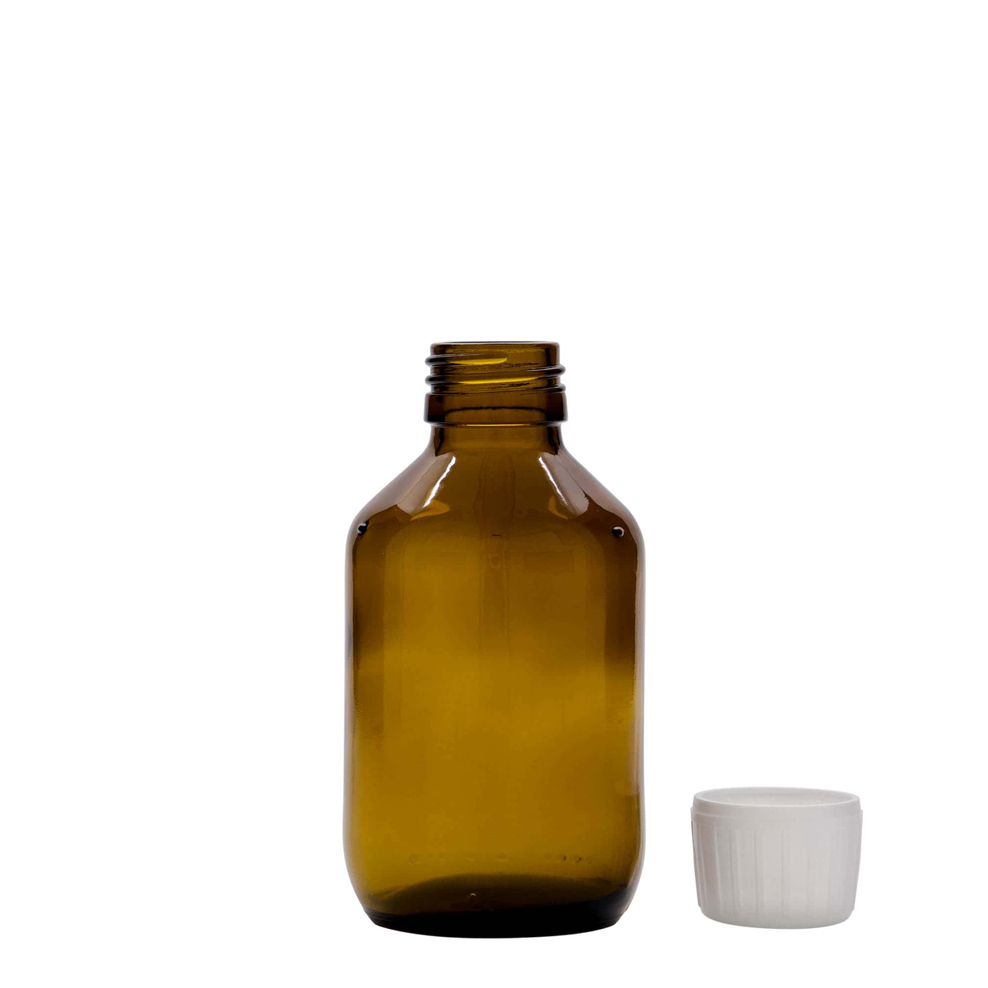 150 ml bottiglia medicinale, marrone, vetro, bocca: PP 28
