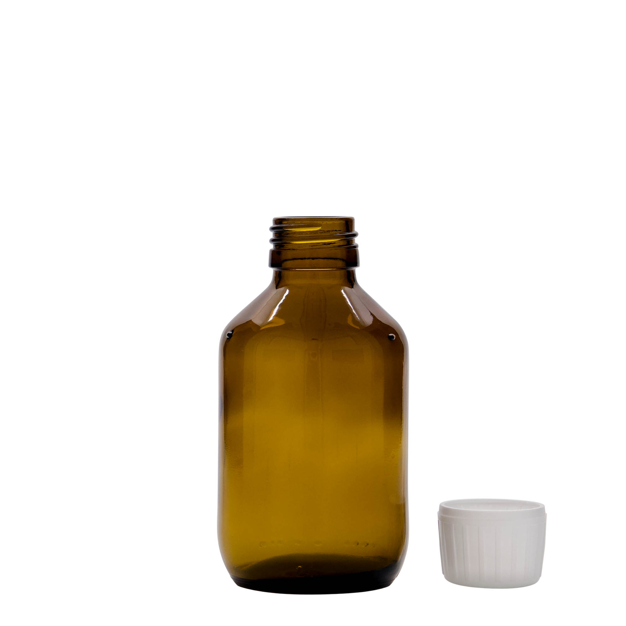 150 ml bottiglia medicinale, marrone, vetro, bocca: PP 28