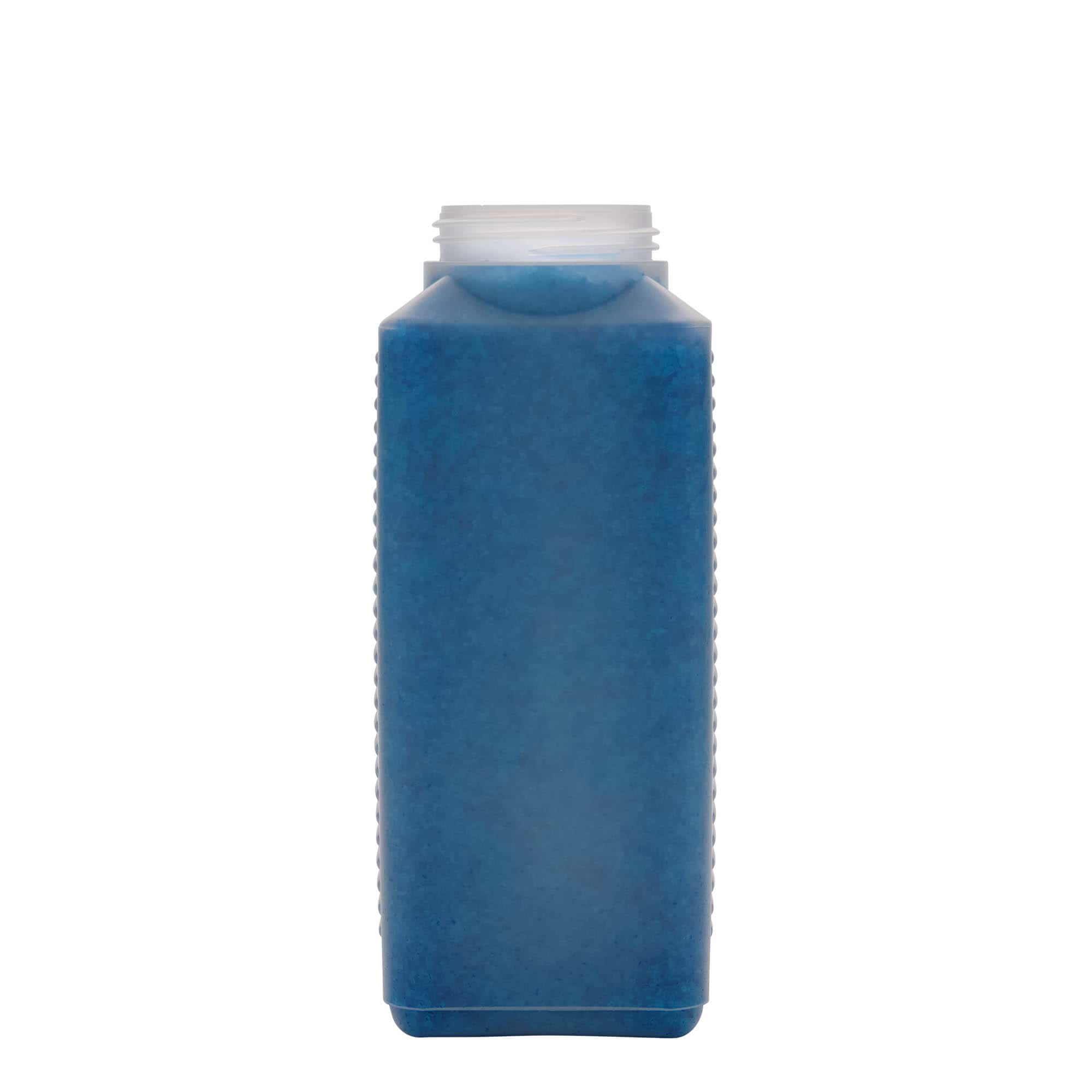 1.000 ml bottiglia a collo largo, rettangolare, plastica HDPE, naturale, bocca: DIN 60 EPE