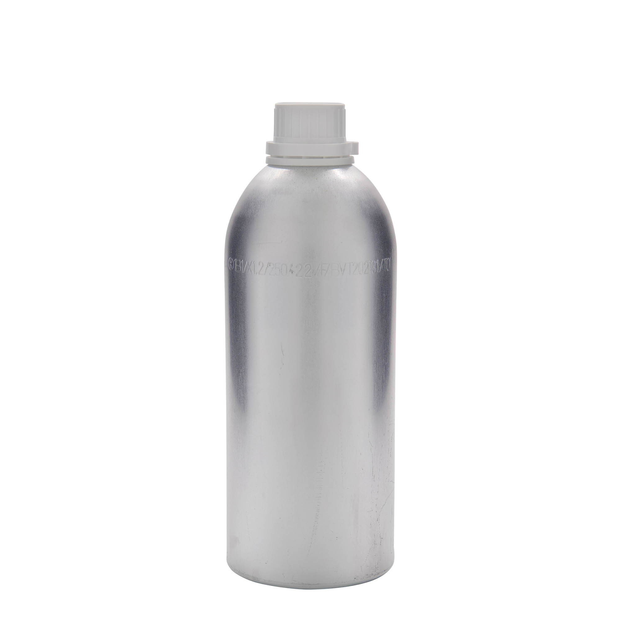 Bottiglia in alluminio da 1100 ml, metallo, argento, bocca: DIN 32