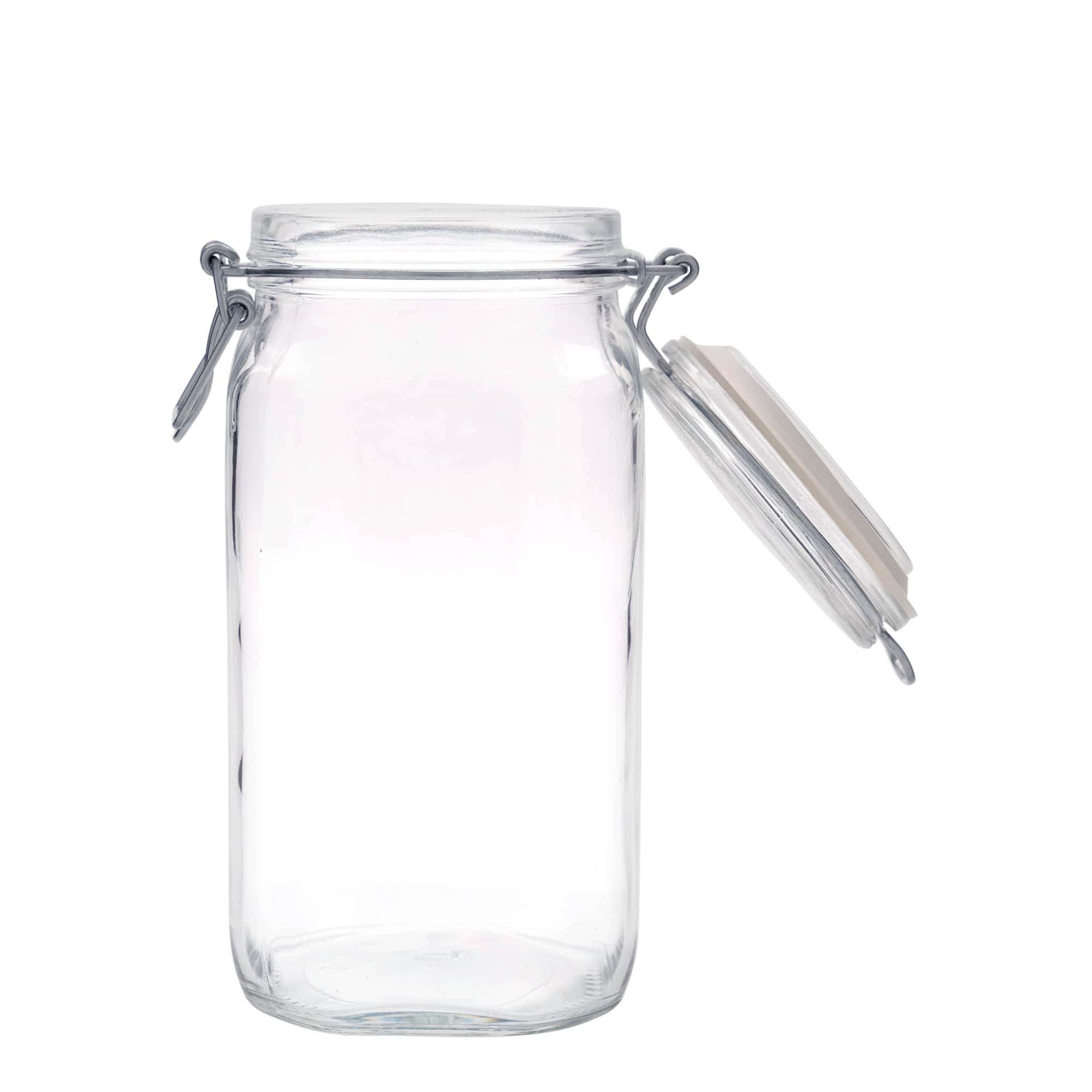 Barattolo in vetro con chiusura a filo 'Fido', quadrato, capacità 1.500 ml, apertura: chiusura a filo