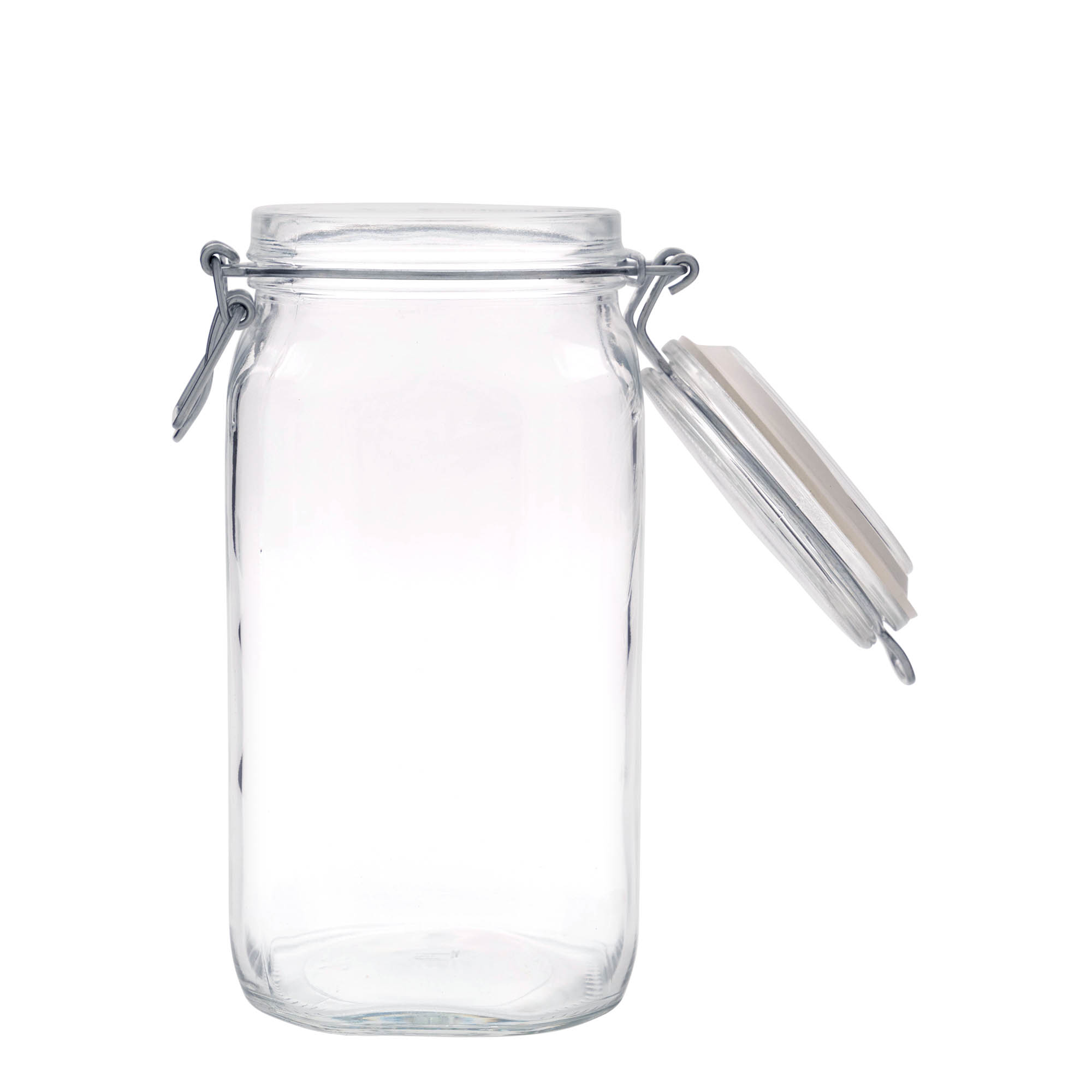 Barattolo in vetro con chiusura a filo 'Fido', quadrato, capacità 1.500 ml, apertura: chiusura a filo Barattolo in vetro con chiusura a filo 'Fido', quadrato, capacità 1.500 ml, apertura: chiusura a filo