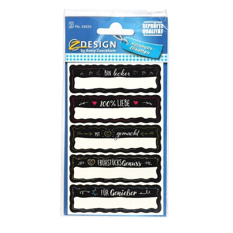 Etichette Zweckform 'Fatto a mano', rettangolari, carta, nere Etichette Zweckform 'Fatto a mano', rettangolari, carta, nere