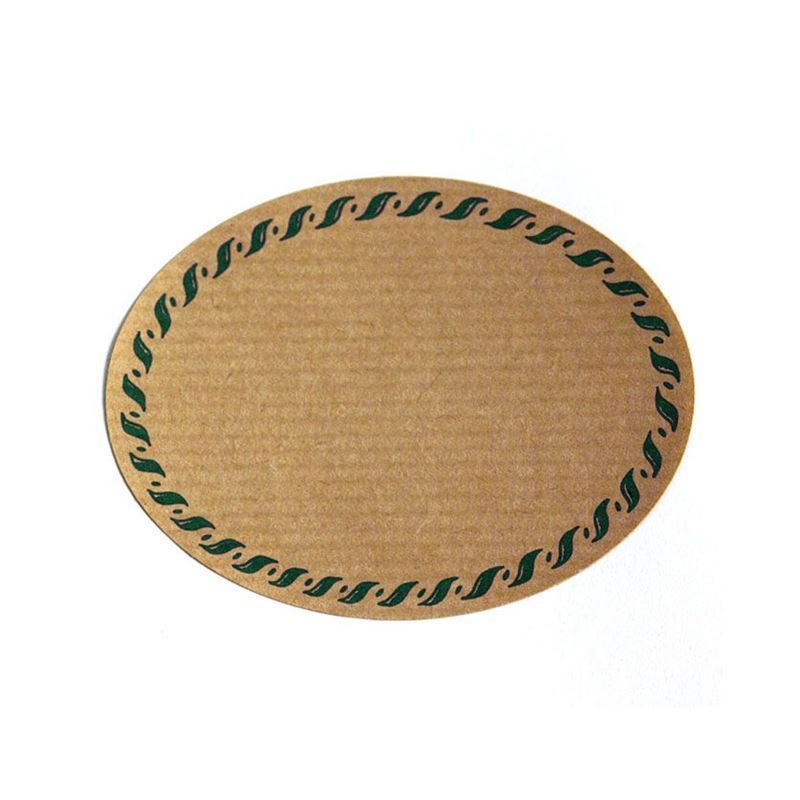 Etichetta scrivibile 'Kordelrand', ovale, carta, verde-marrone