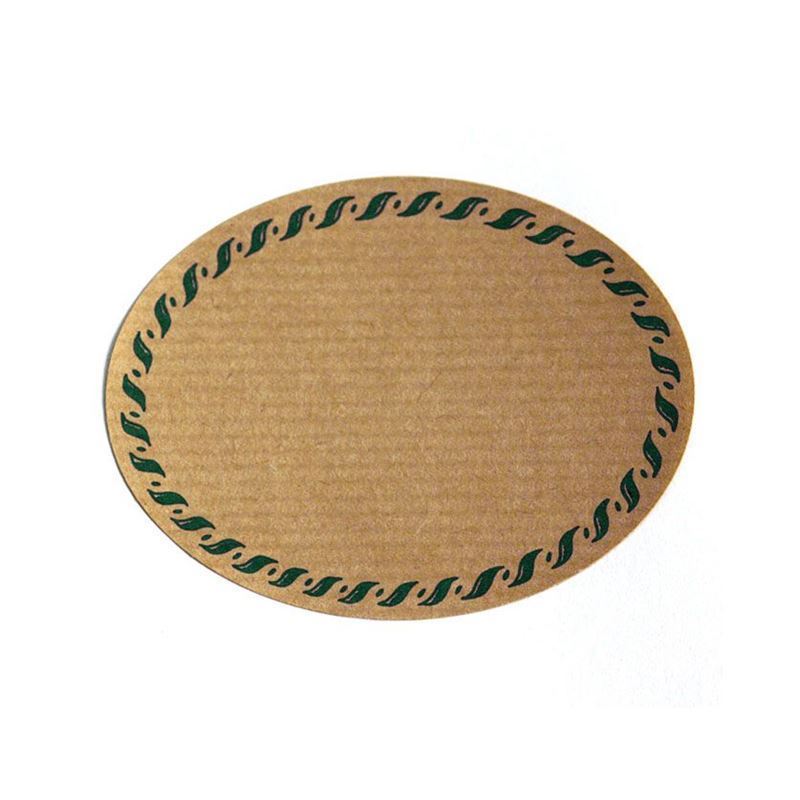 Etichetta naturale 'bordo cordoncino', ovale, carta, verde-marrone