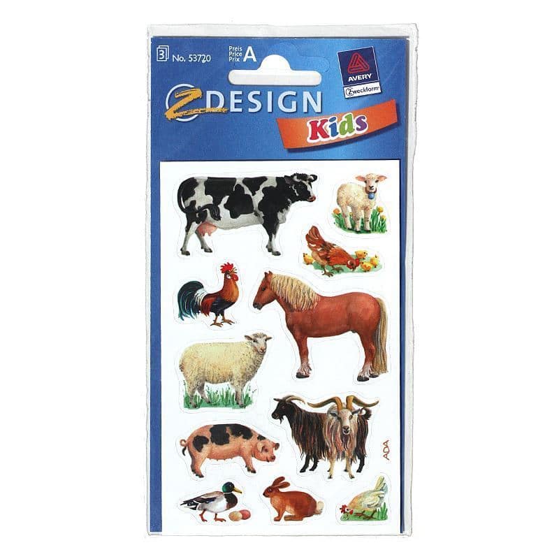 Adesivi 'Animali da fattoria', carta, multicolore