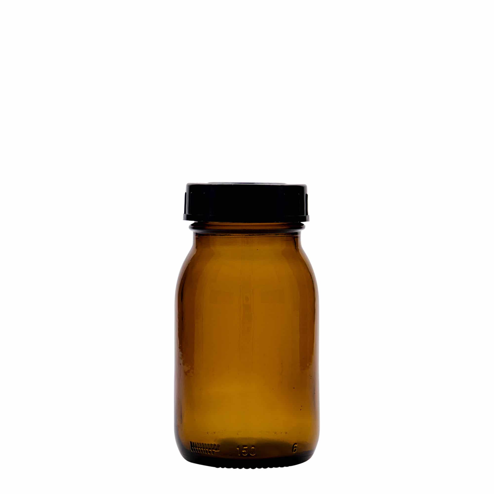 150 ml Vasetto di vetro a bocca larga, marrone, imboccatura: DIN 45