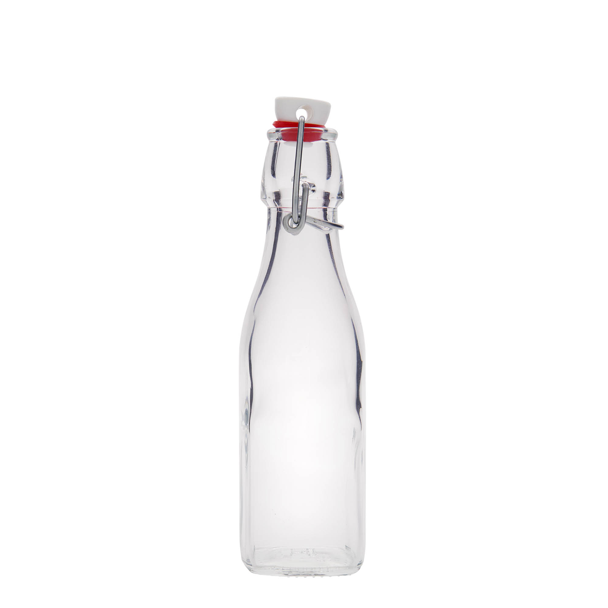 Bottiglia di vetro da 250 ml 'Swing, quadrata, bocca: chiusura a leva' Bottiglia di vetro da 250 ml 'Swing, quadrata, bocca: chiusura a leva'