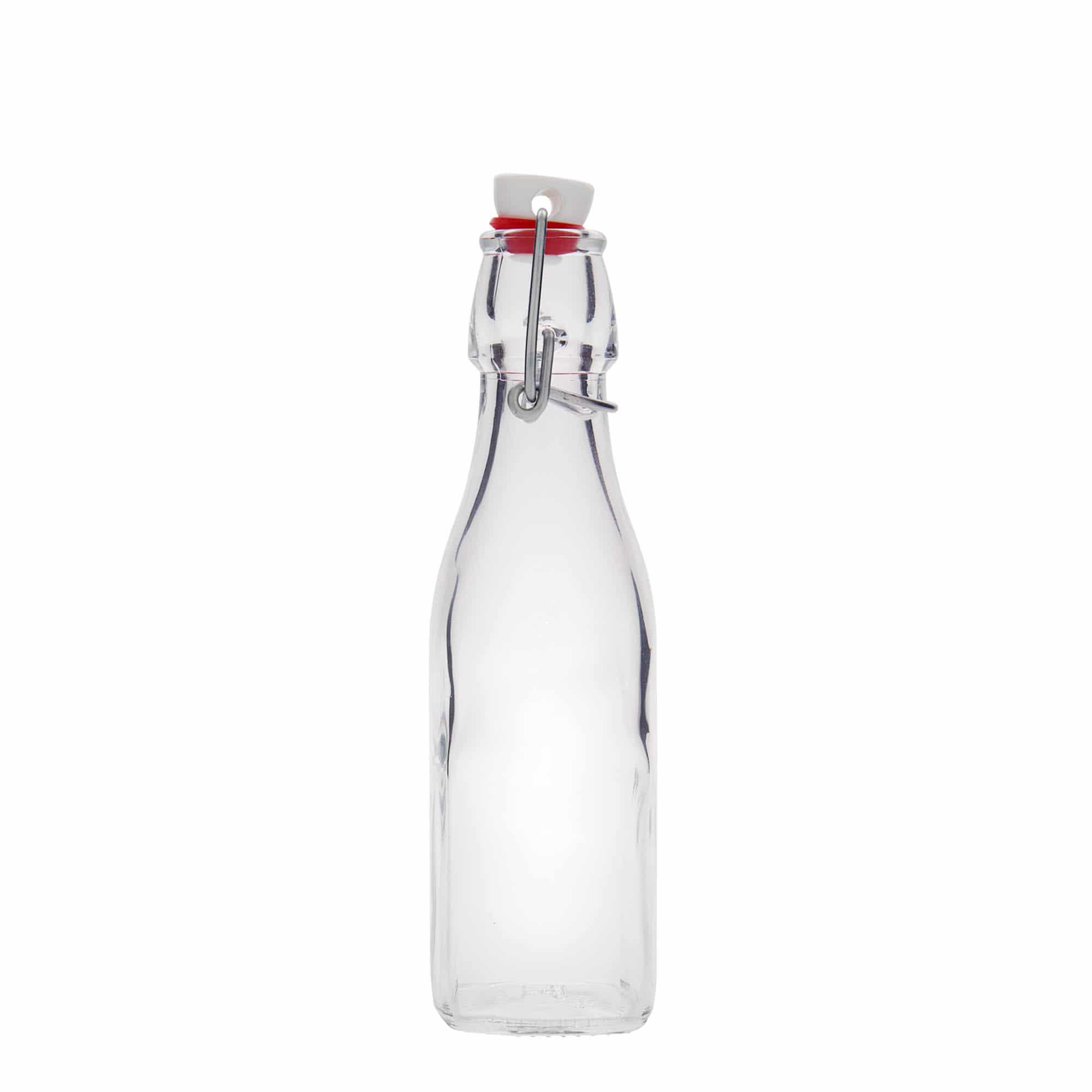 Bottiglia di vetro da 250 ml 'Swing, quadrata, bocca: chiusura a leva'