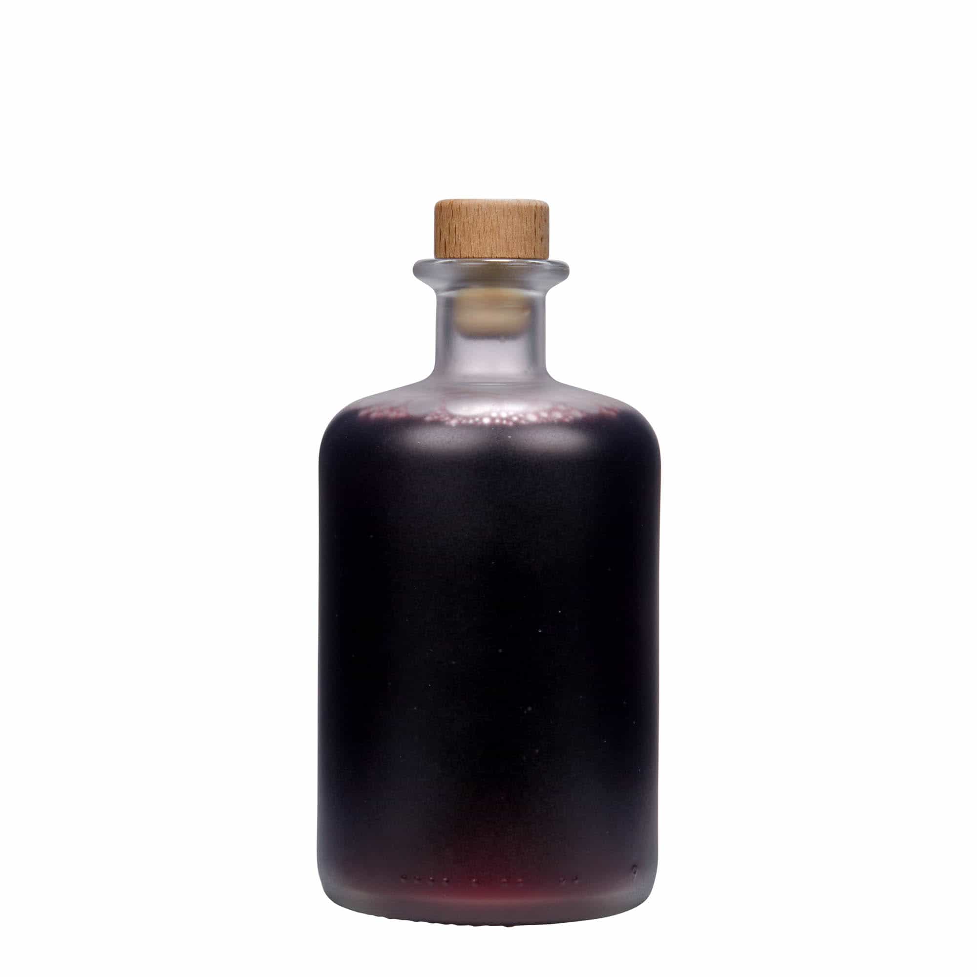 500 ml Bottiglia da farmacia, vetro, effetto ghiaccio, imboccatura: fascetta