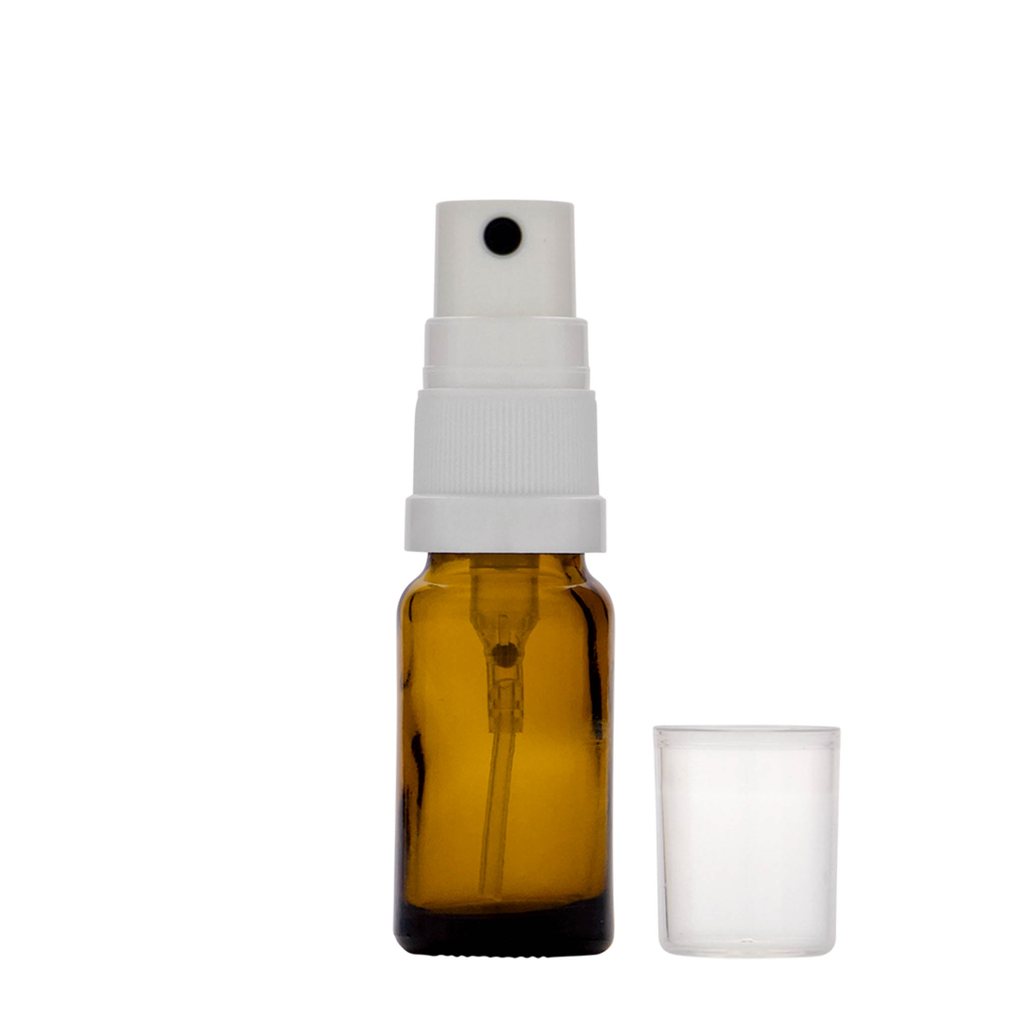 Flacone spray 10 ml medico, vetro, marrone, bocca: DIN 18
