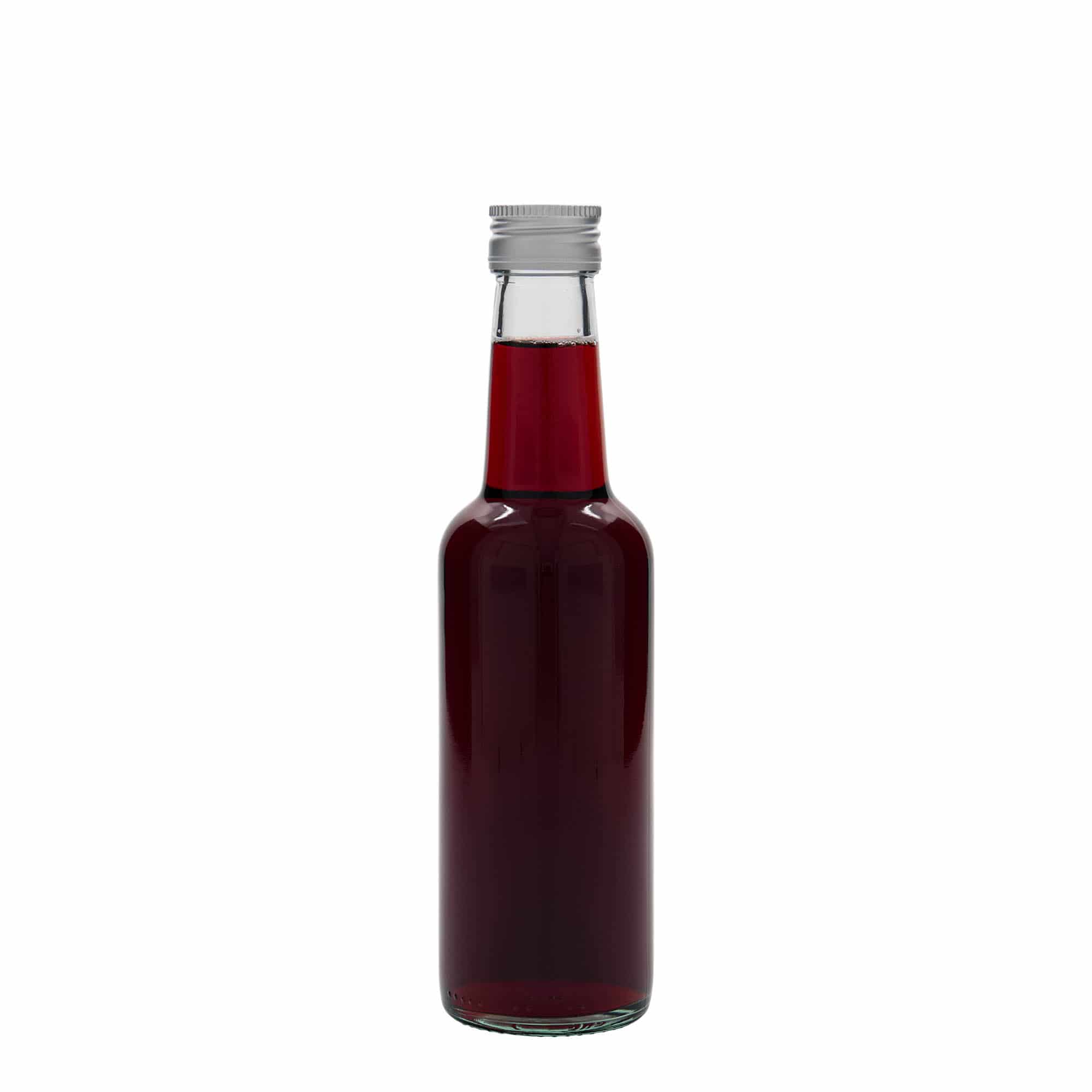 Bottiglia di vetro da 250 ml con collo dritto, bocca: PP 28