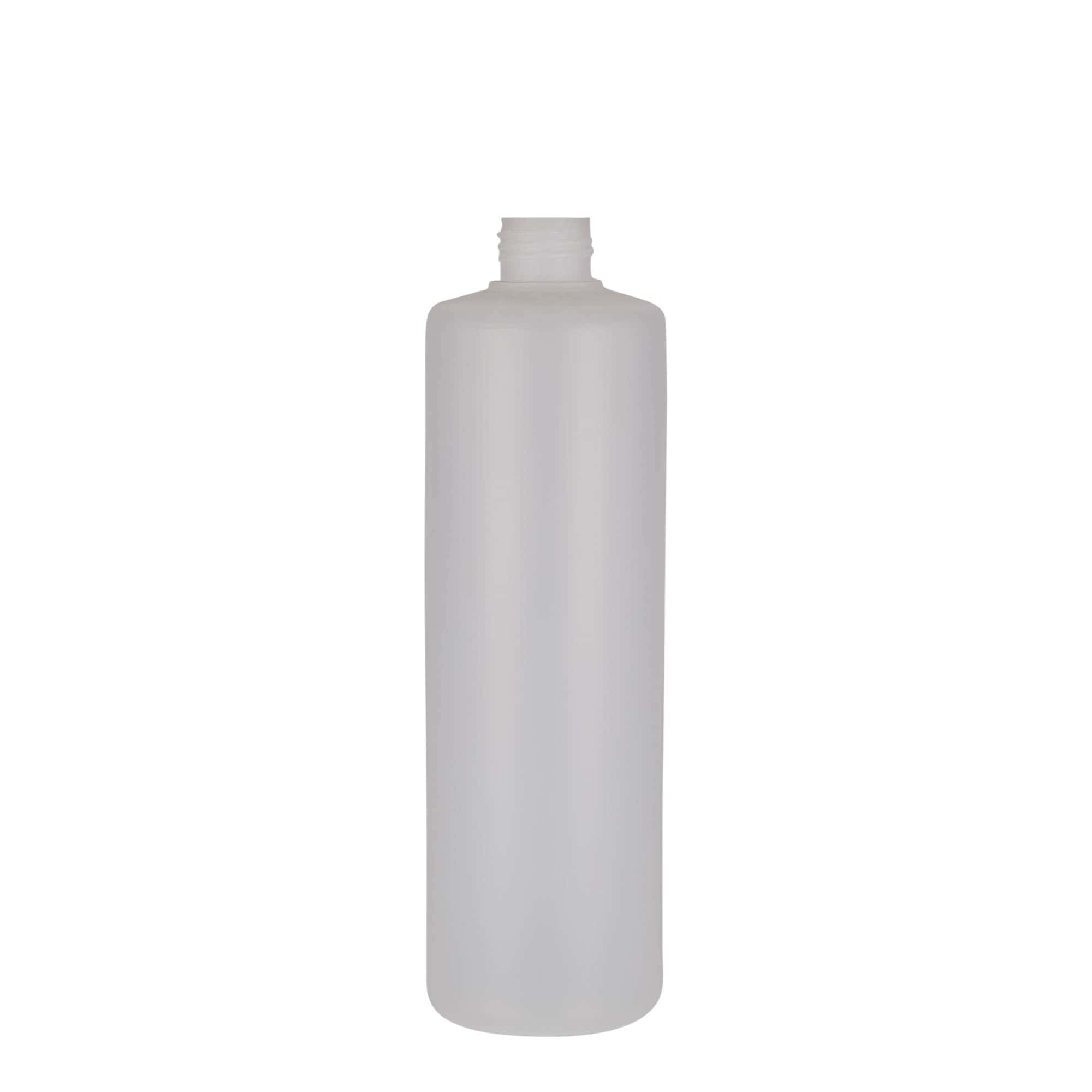 500 ml bottiglia rotonda, plastica PE, naturale, bocca: chiusura a vite