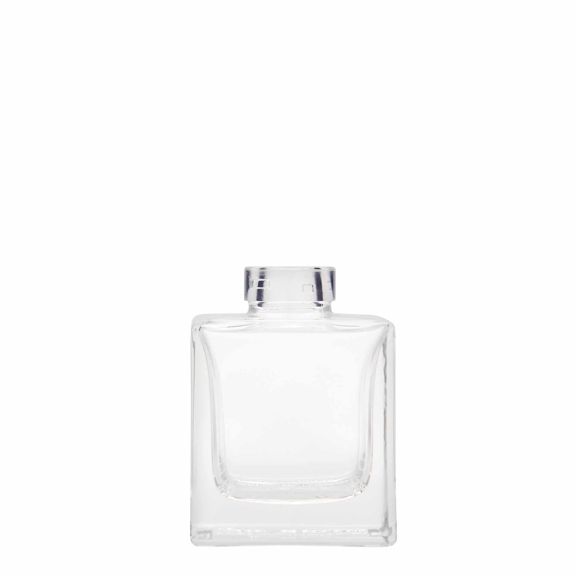 100 ml Bottiglia di vetro 'Cube', quadrata, imboccatura: fascetta 100 ml Bottiglia di vetro 'Cube', quadrata, imboccatura: fascetta