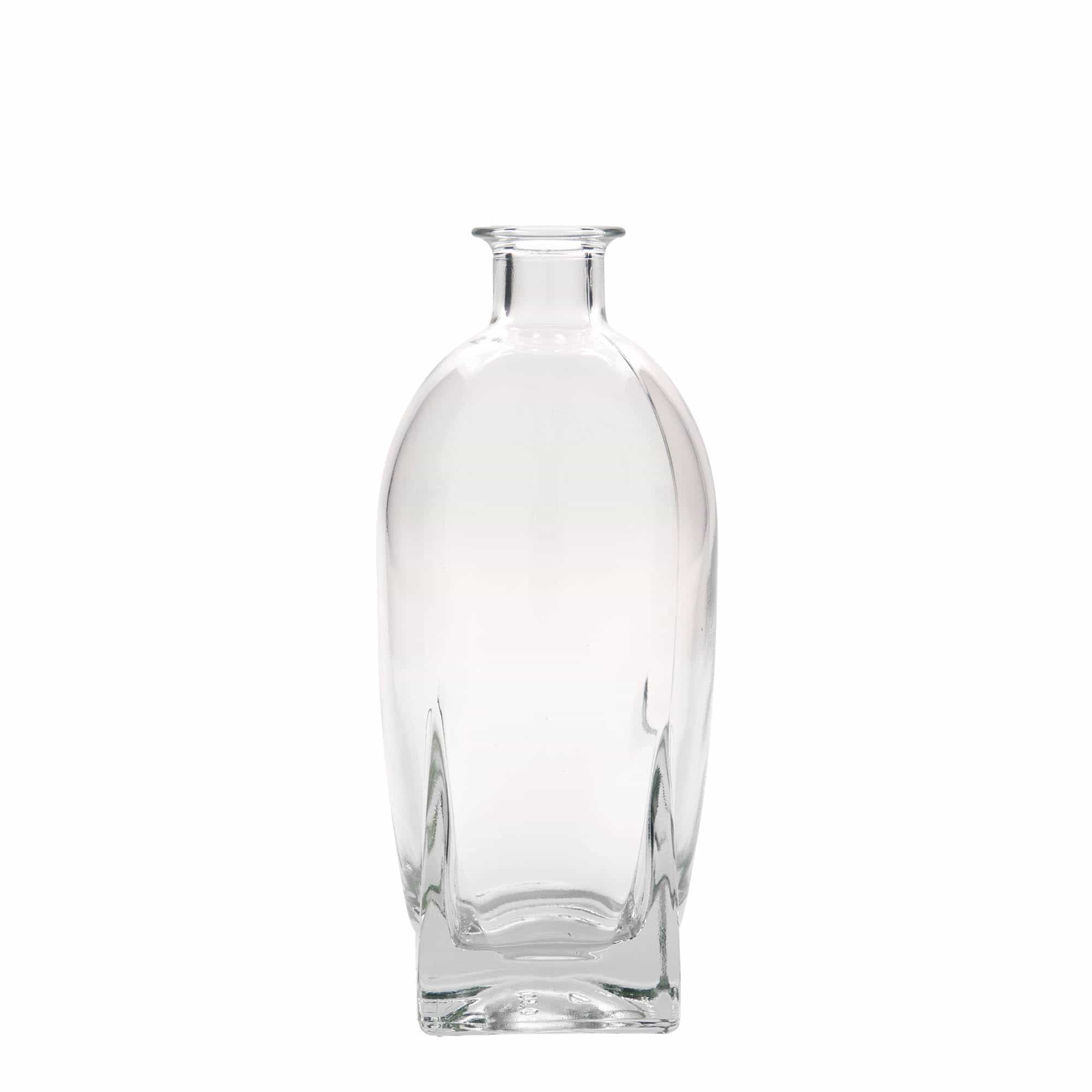 500 ml Bottiglia di vetro 'Zino', quadrata, imboccatura: fascetta
