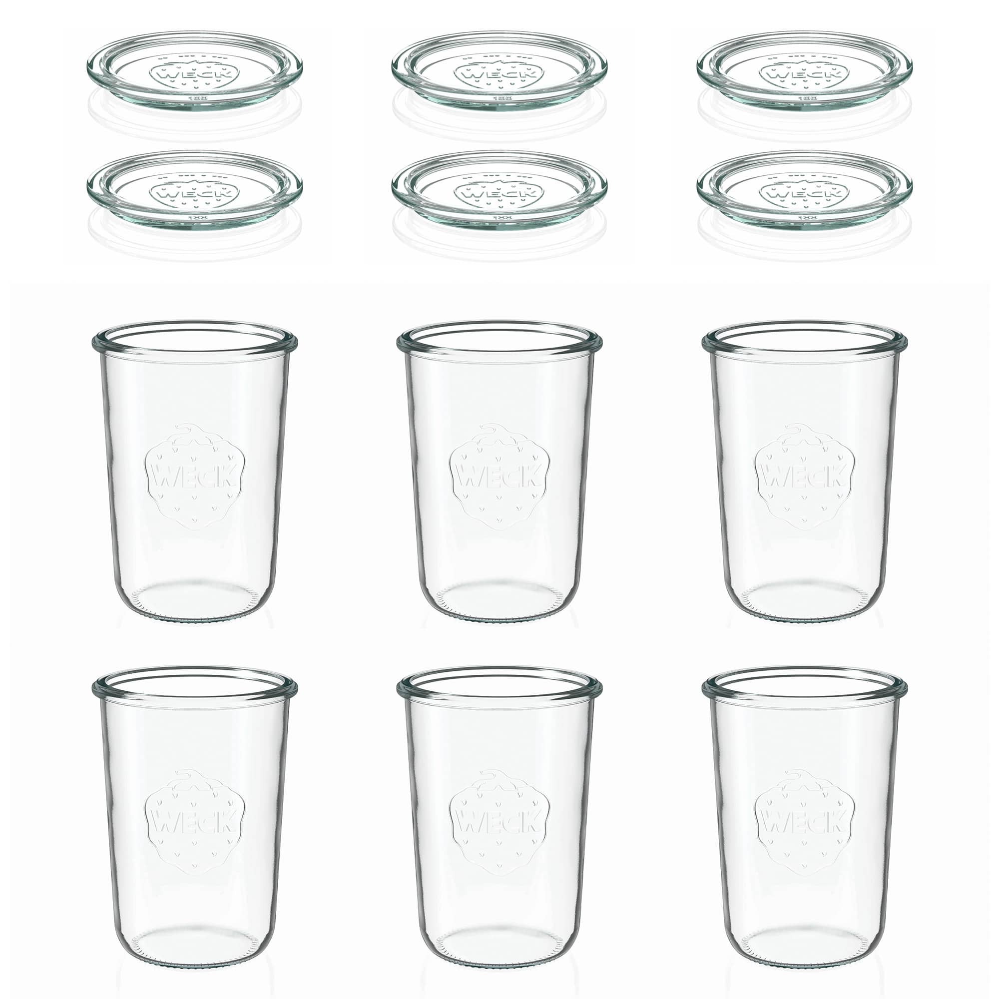 6x 850 ml vaso WECK a bocca larga con coperchio in vetro RR 100