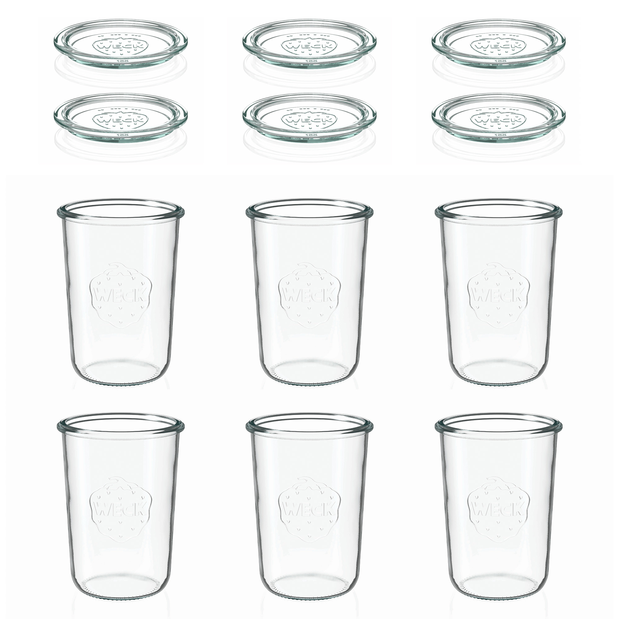 6x 850 ml vaso WECK a bocca larga con coperchio in vetro RR 100
