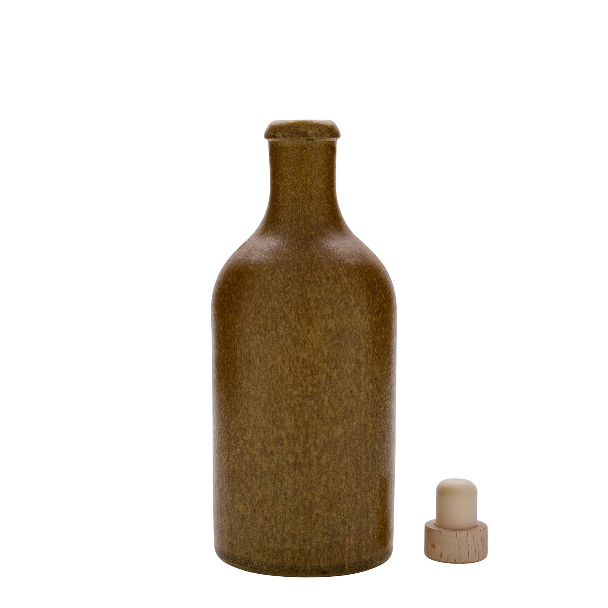 Boccale da 500 ml, gres, marrone cristallino, bocca: sughero