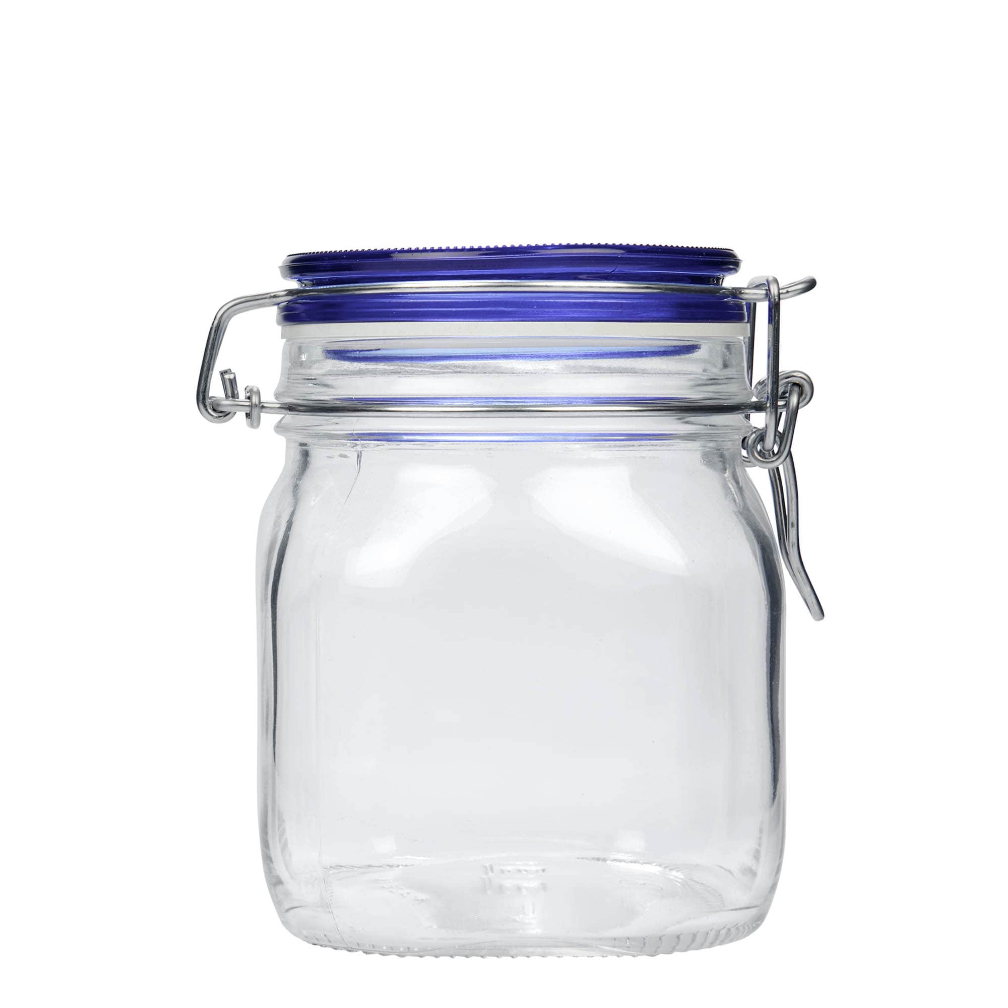 750 ml Barattolo ermetico 'Fido' Blue Top, quadrato, vetro, imboccatura: chiusura meccanica 750 ml Barattolo ermetico 'Fido' Blue Top, quadrato, vetro, imboccatura: chiusura meccanica