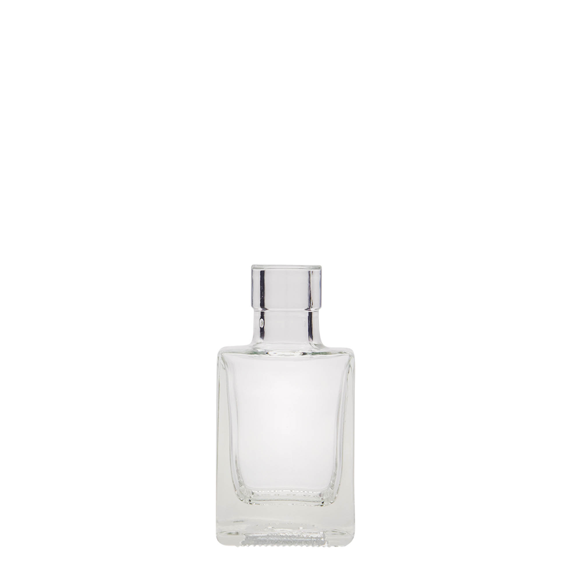Bottiglia di vetro da 50 ml 'Cube', quadrata, bocca: sughero Bottiglia di vetro da 50 ml 'Cube', quadrata, bocca: sughero