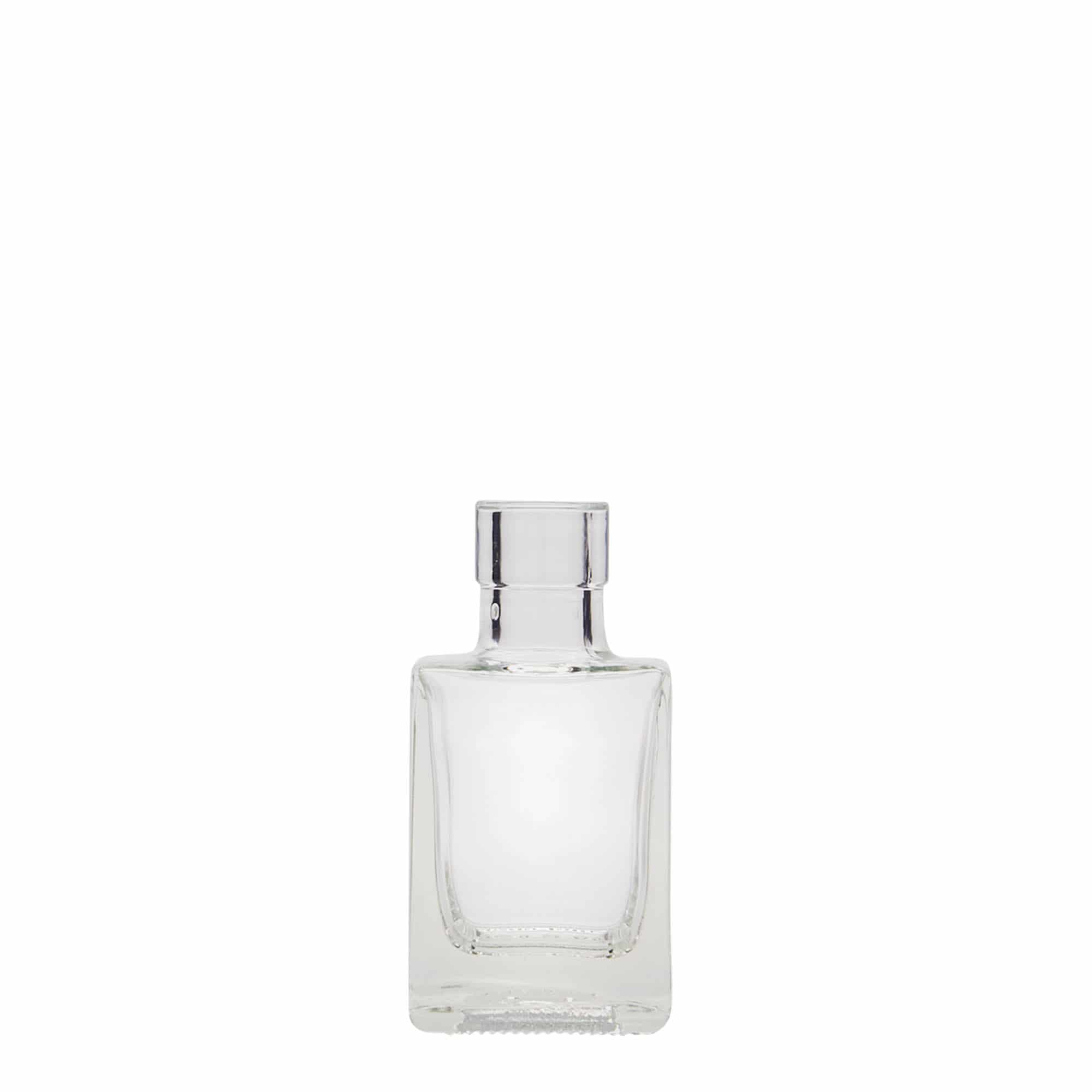Bottiglia di vetro da 50 ml 'Cube', quadrata, bocca: sughero