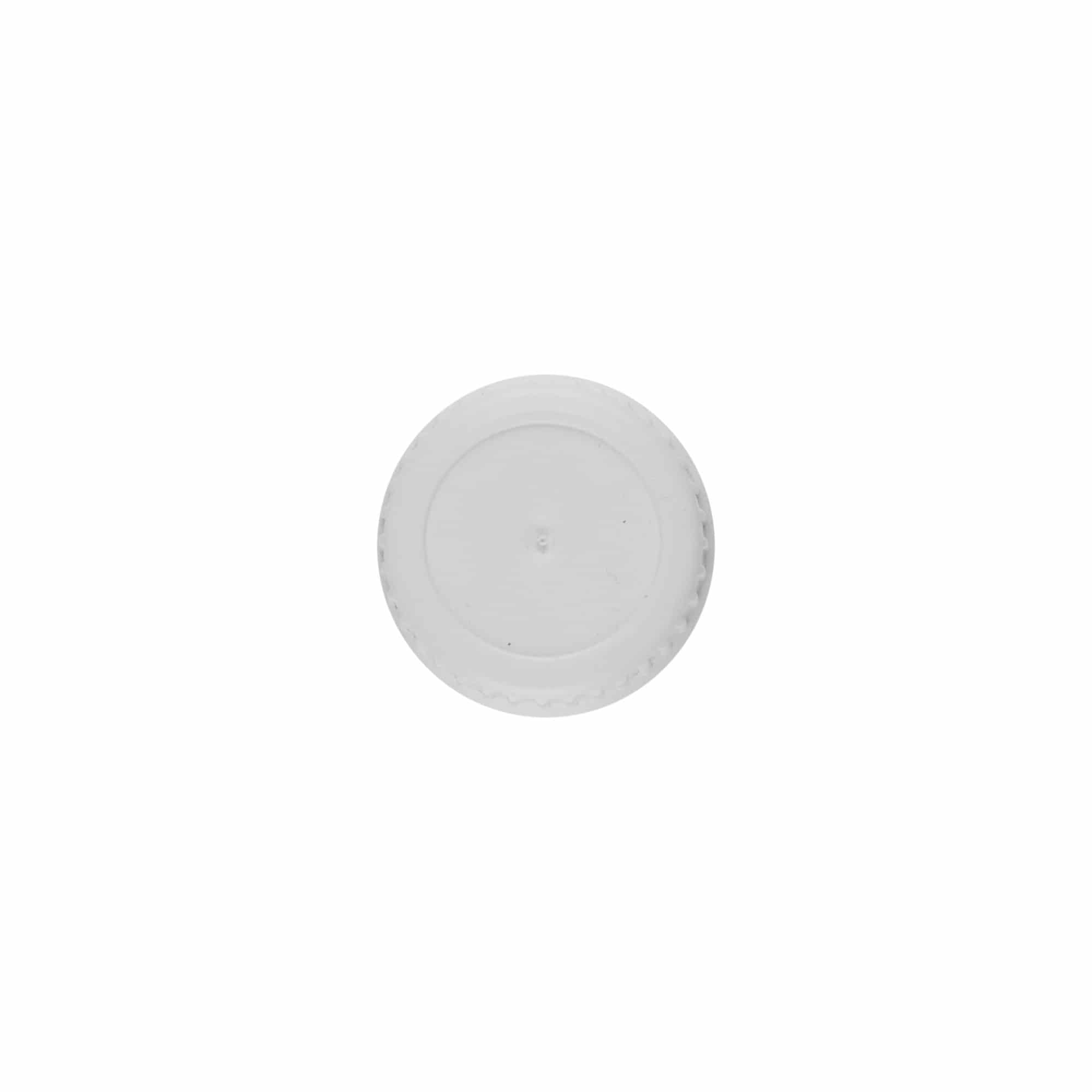 Tappo a vite con anello di colata, plastica PE, bianco, per bocca: DIN 22
