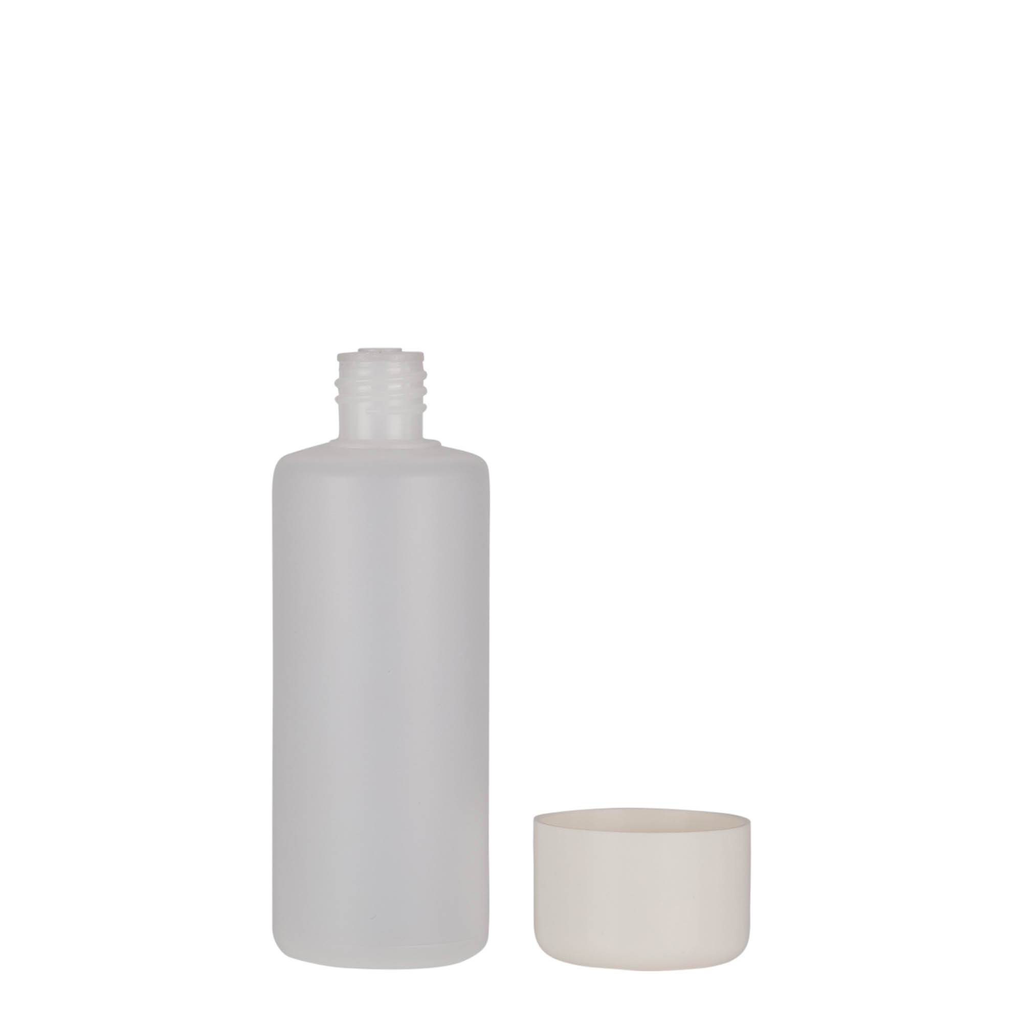 100 ml bottiglia rotonda, plastica PE, naturale, bocca: chiusura a vite