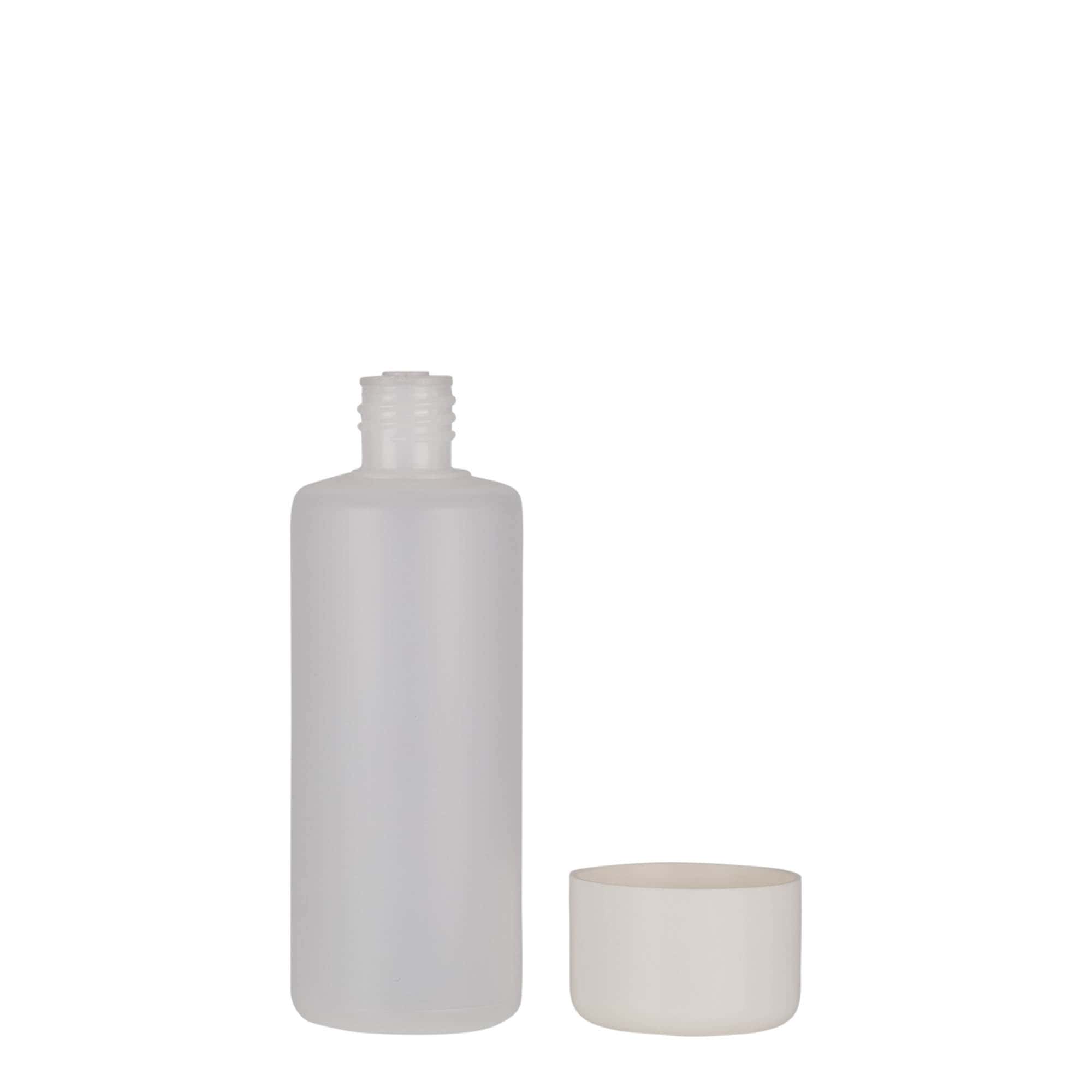 100 ml bottiglia rotonda, plastica PE, naturale, bocca: chiusura a vite
