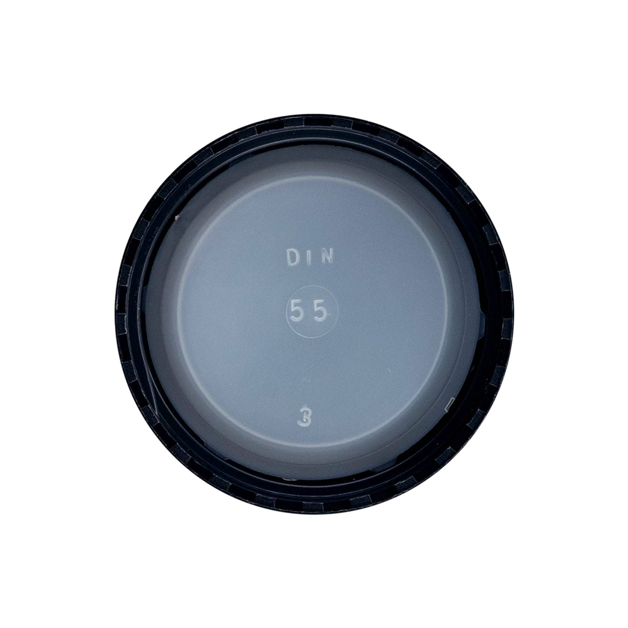 Tappo a vite, plastica PP, nero, per bocca: DIN 55 Tappo a vite, plastica PP, nero, per bocca: DIN 55