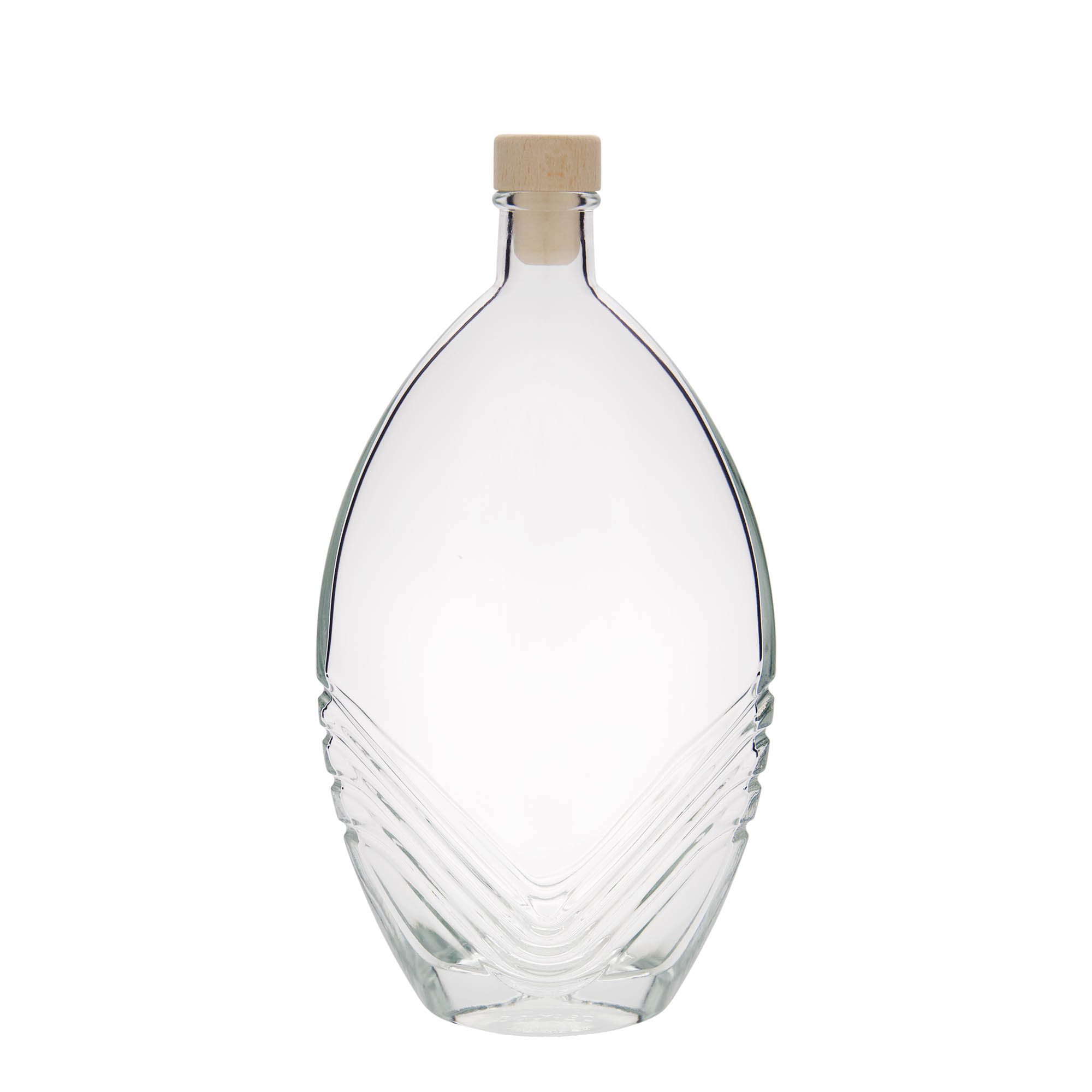 Bottiglia di vetro da 500 ml 'Florence', ovale, bocca: sughero Bottiglia di vetro da 500 ml 'Florence', ovale, bocca: sughero