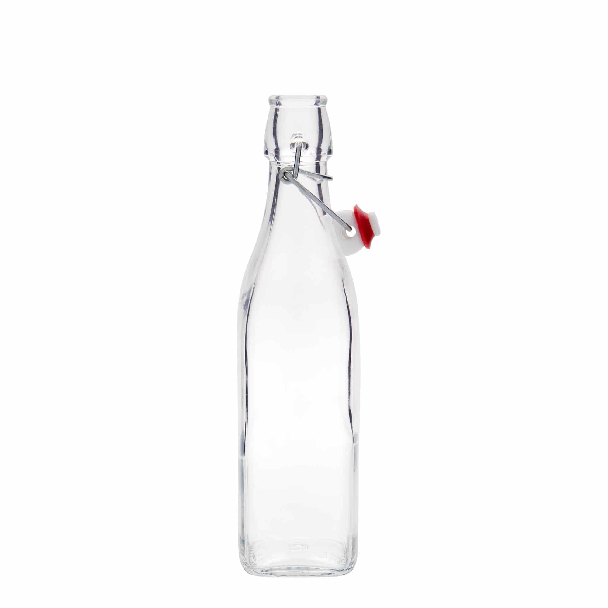 Bottiglia di vetro da 500 ml 'Swing, quadrata, bocca: chiusura a leva