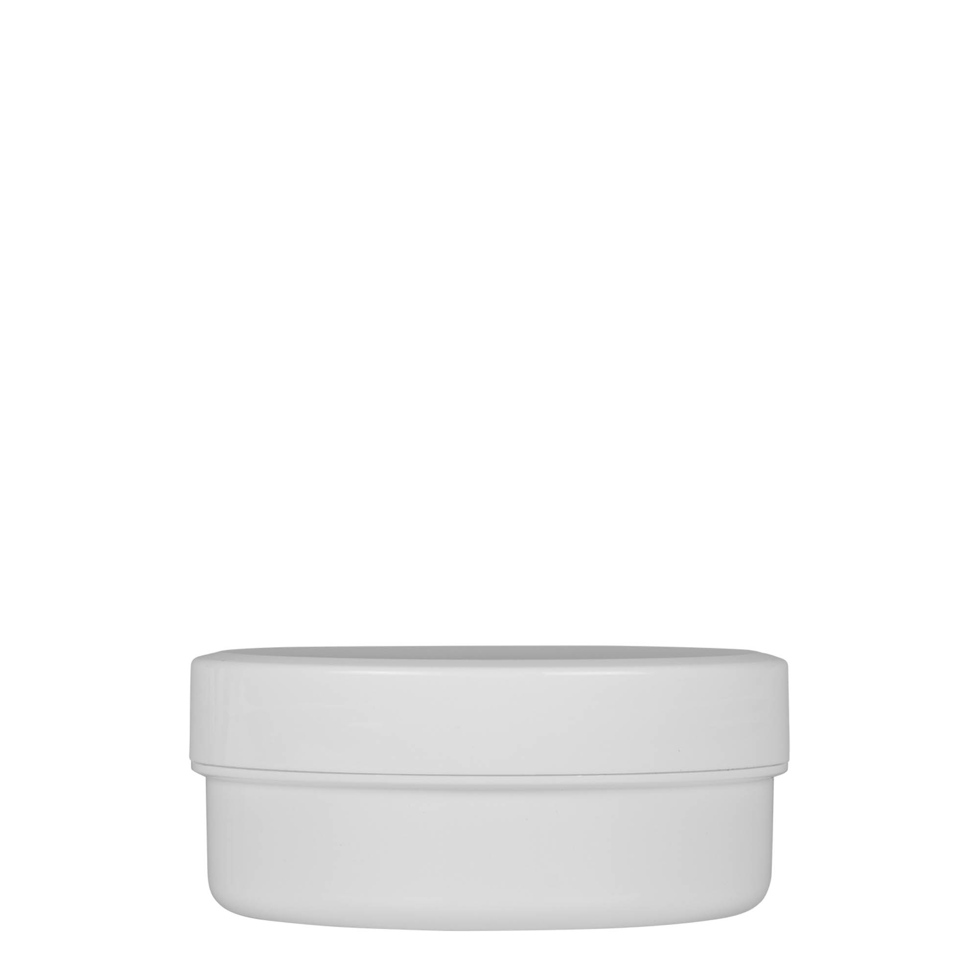 125 ml barattolo in plastica 'White Line', PP, bianco, bocca: chiusura a vite 125 ml barattolo in plastica 'White Line', PP, bianco, bocca: chiusura a vite