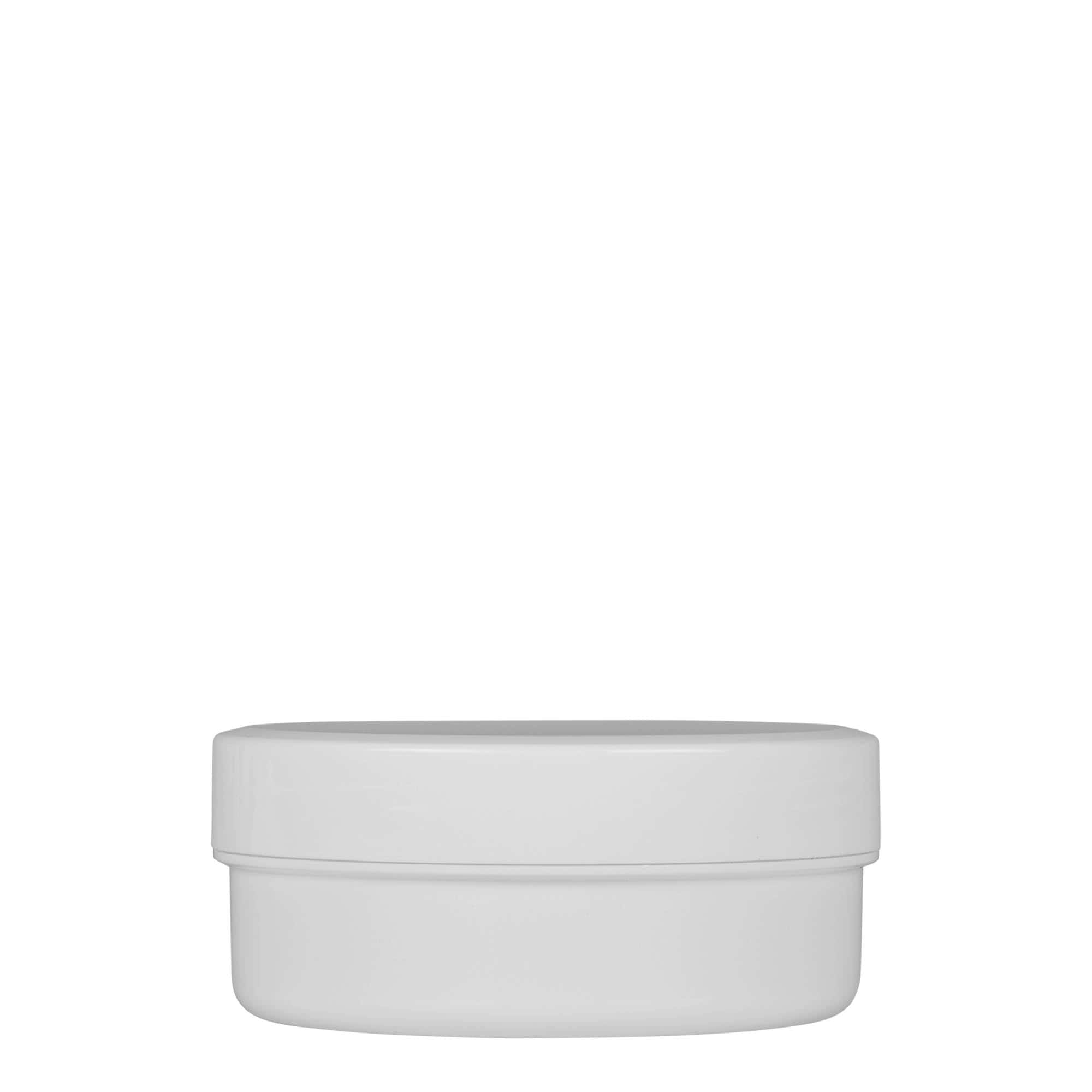 125 ml barattolo in plastica 'White Line', PP, bianco, bocca: chiusura a vite 125 ml barattolo in plastica 'White Line', PP, bianco, bocca: chiusura a vite