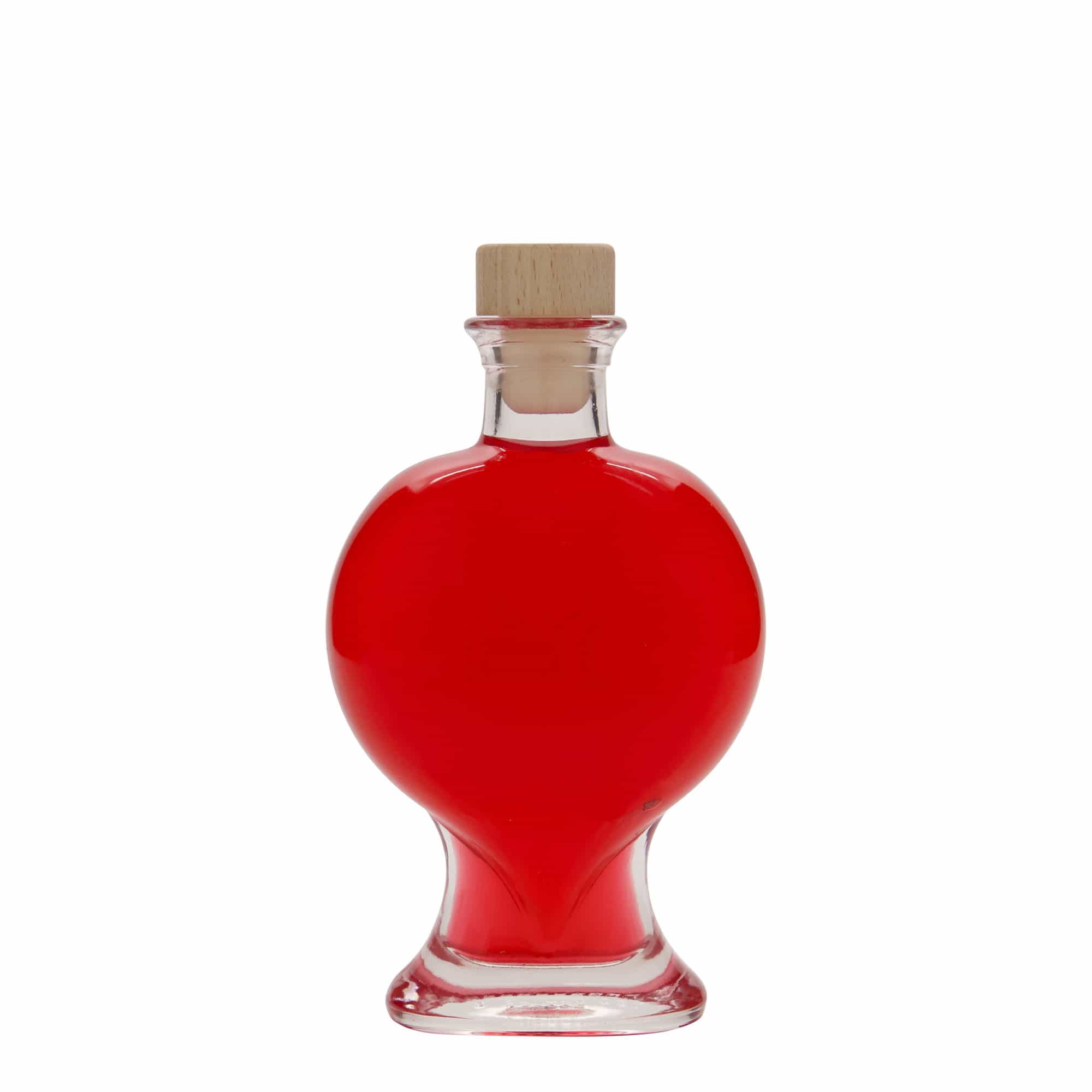 Bottiglia di vetro da 200 ml 'Cuore', bocca: tappo di sughero