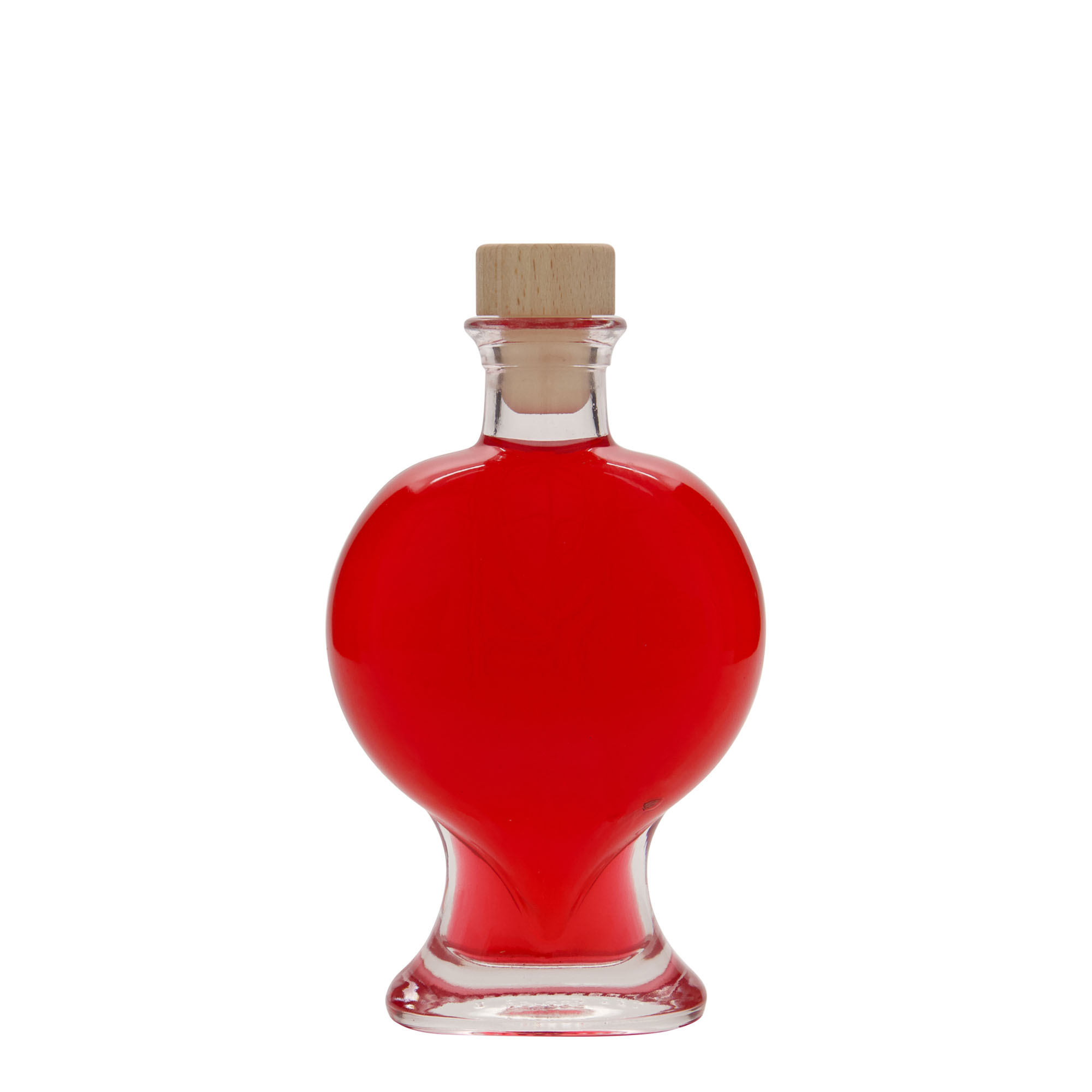 Bottiglia di vetro da 200 ml 'Cuore', bocca: tappo di sughero Bottiglia di vetro da 200 ml 'Cuore', bocca: tappo di sughero