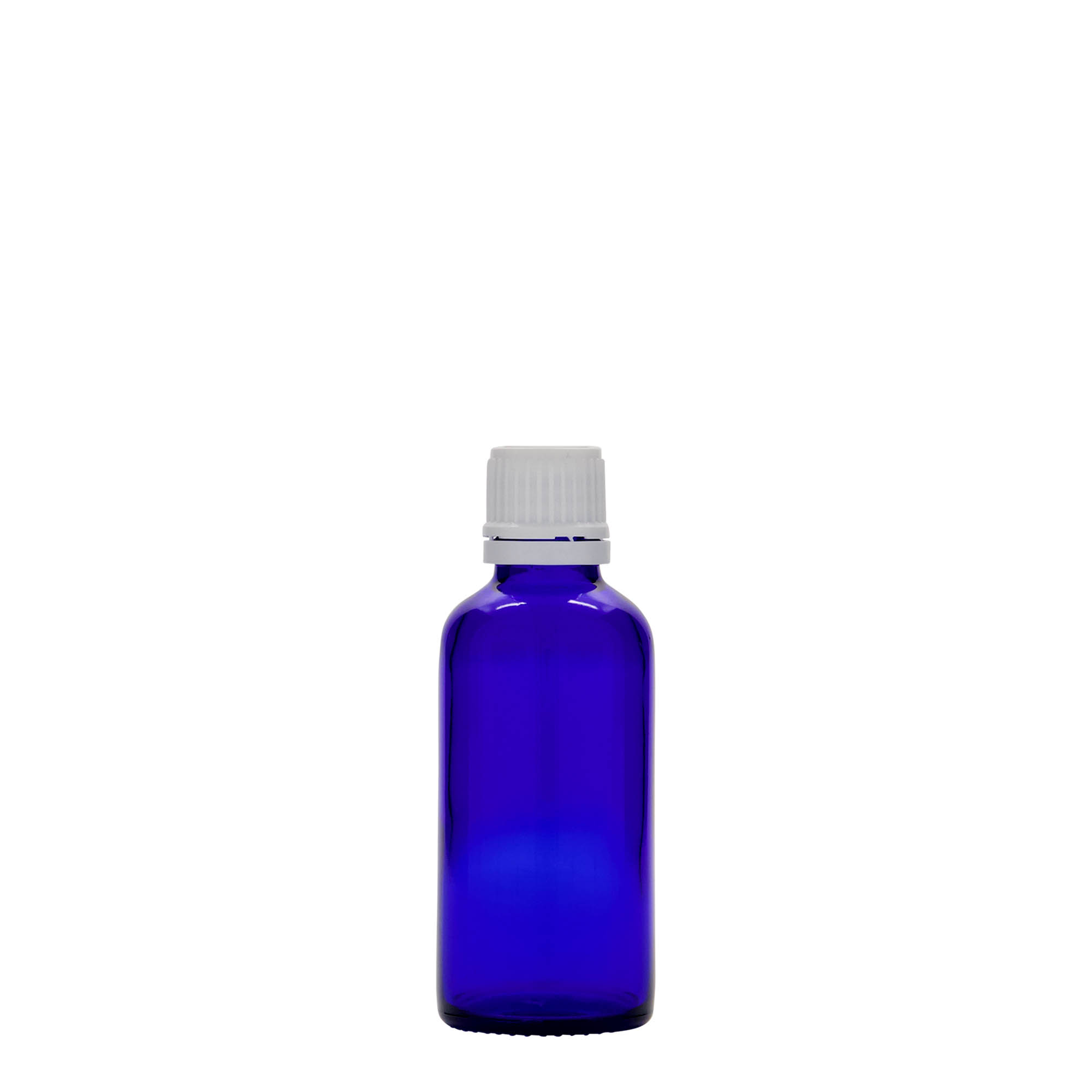 50 ml Boccetta di vetro, blu reale, imboccatura: DIN 18