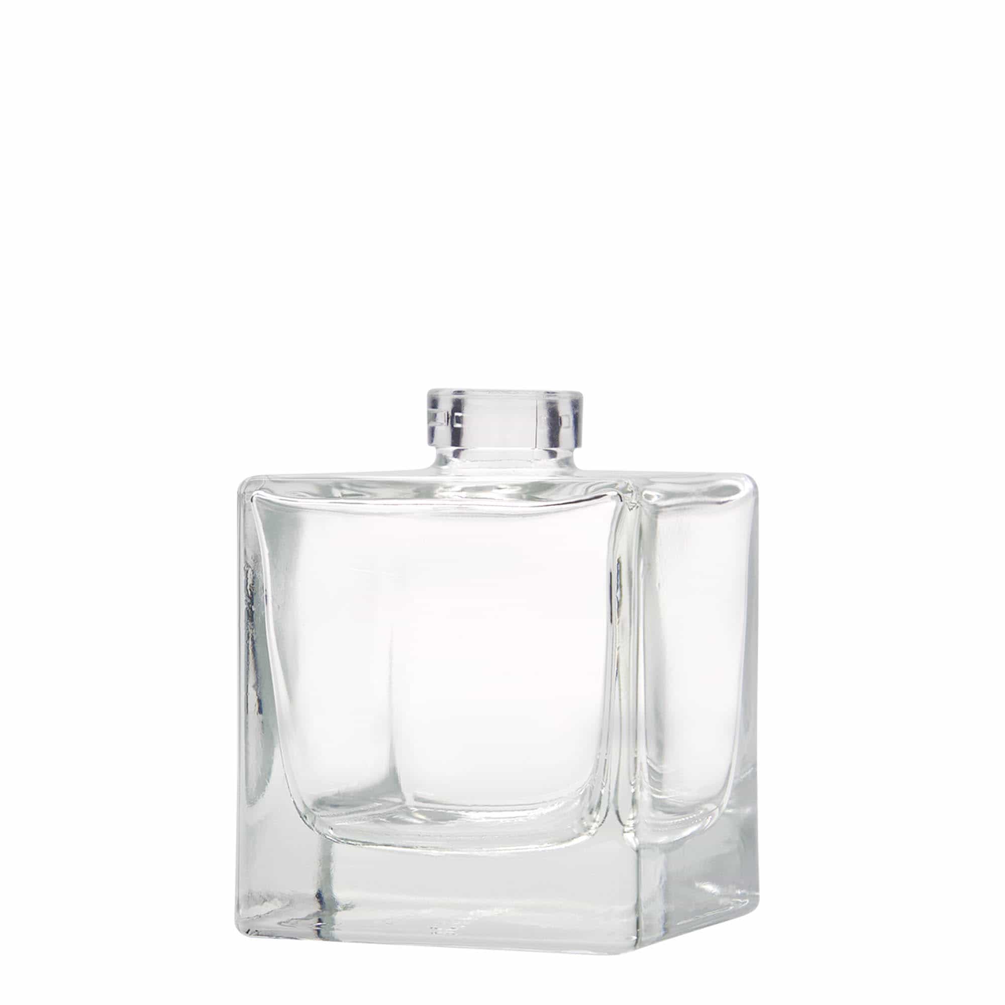 200 ml Bottiglia di vetro 'Cube', quadrata, imboccatura: fascetta