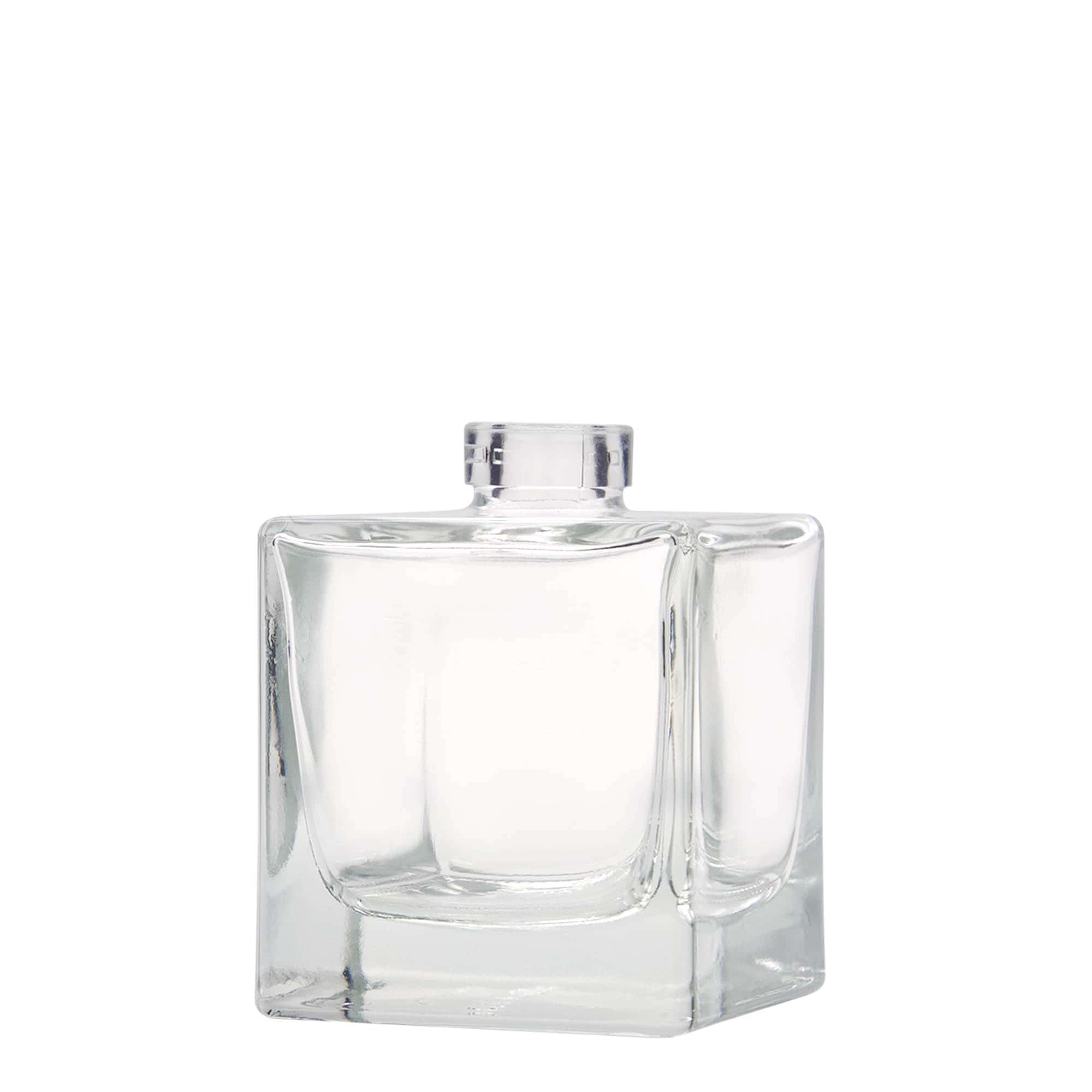 Bottiglia di vetro da 200 ml 'Cube', quadrata, bocca: sughero Bottiglia di vetro da 200 ml 'Cube', quadrata, bocca: sughero