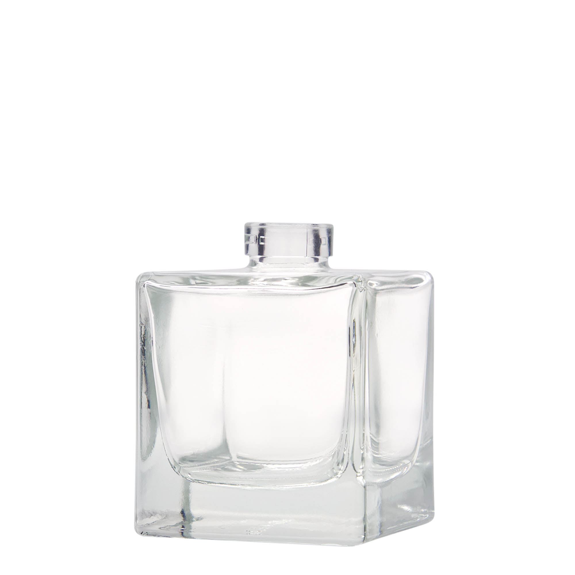 Bottiglia di vetro da 200 ml 'Cube', quadrata, bocca: sughero Bottiglia di vetro da 200 ml 'Cube', quadrata, bocca: sughero