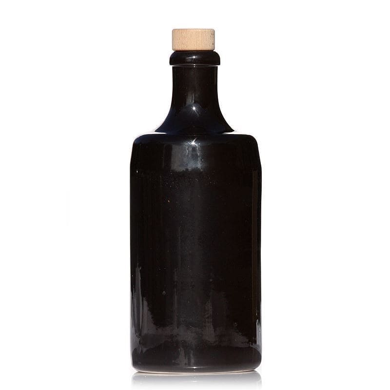 700 ml Bottiglia in ceramica 'Calvados', ceramica grès, nero, imboccatura: fascetta